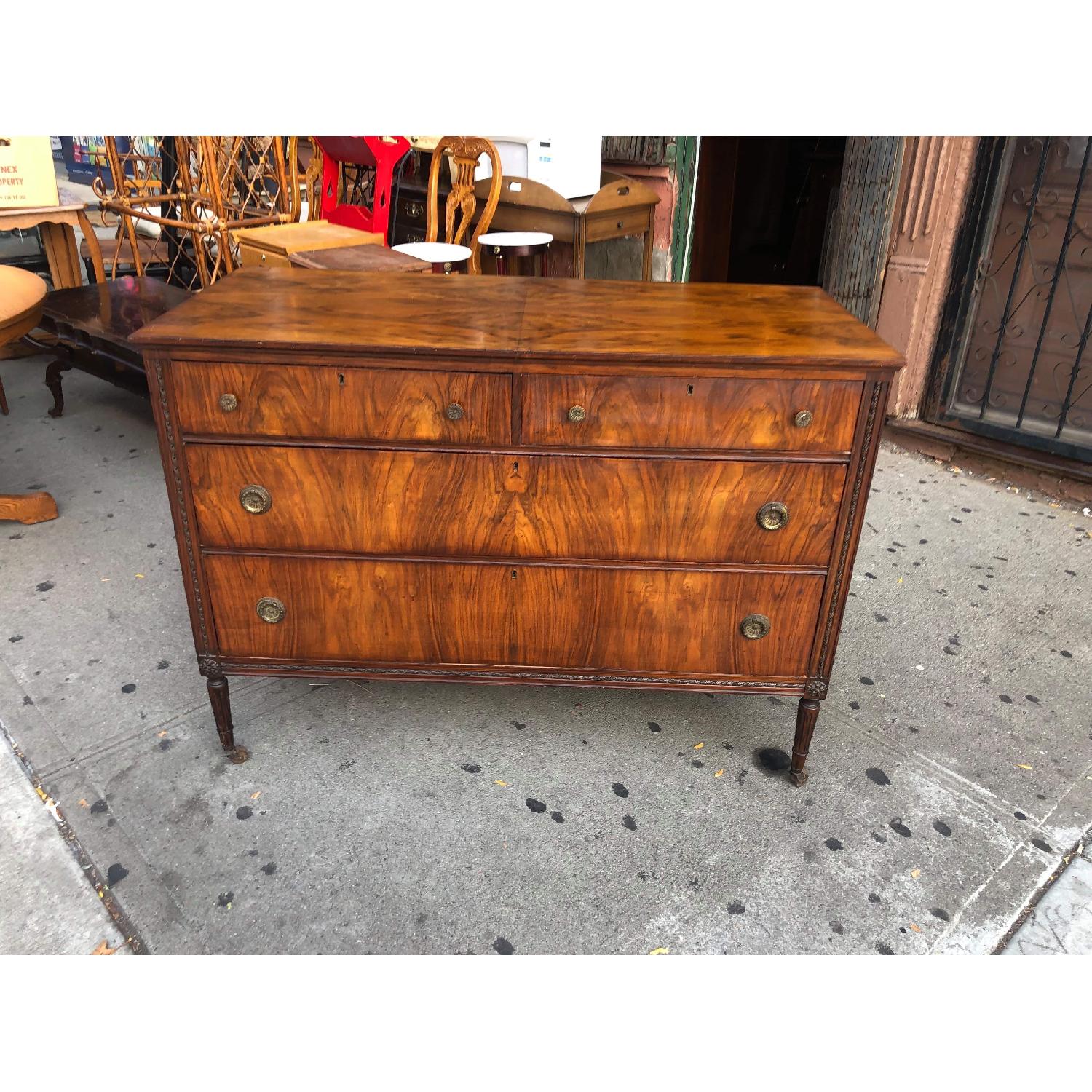Antique 1930s Dresser w/ Original Brass Handles & Wheels - image-20