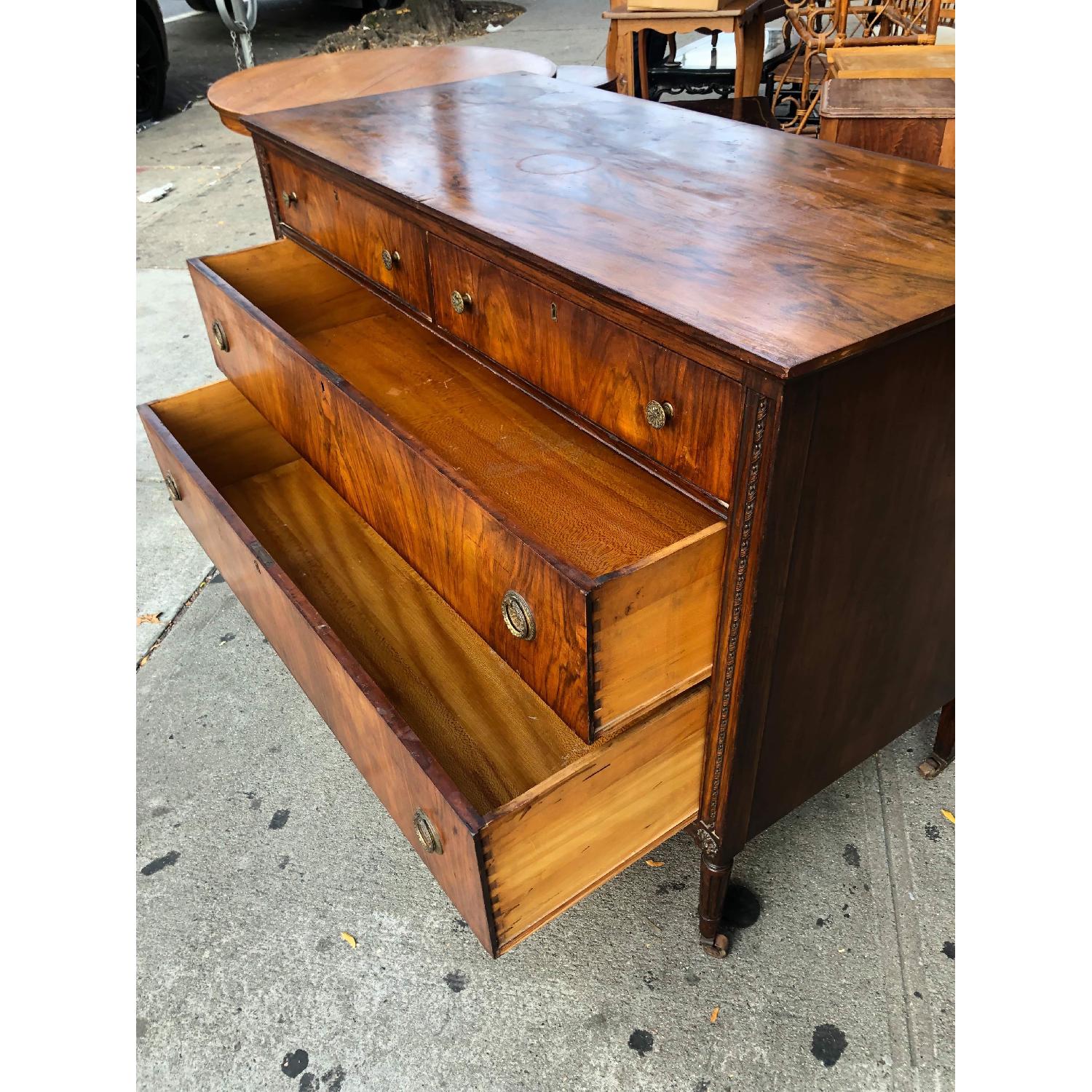 Antique 1930s Dresser W Original Brass Handles Wheels Aptdeco
