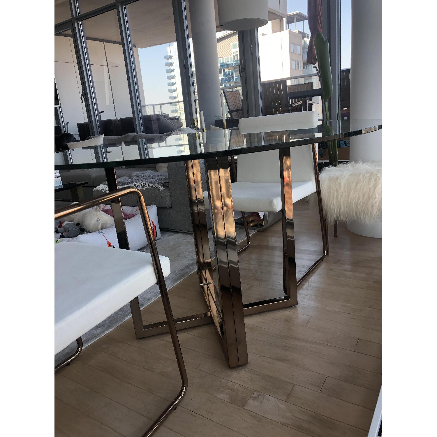 CB2 Silverado Brass Dining Table w/ 2 Chairs - image-7