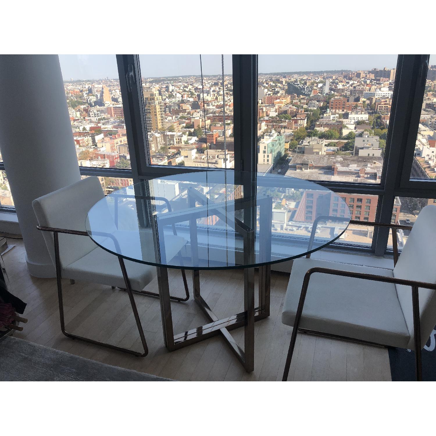 CB2 Silverado Brass Dining Table w/ 2 Chairs AptDeco