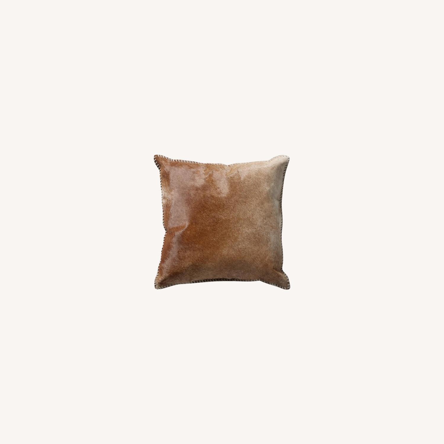 Arhaus Whipstitch Hide Square Pillow in Tan AptDeco