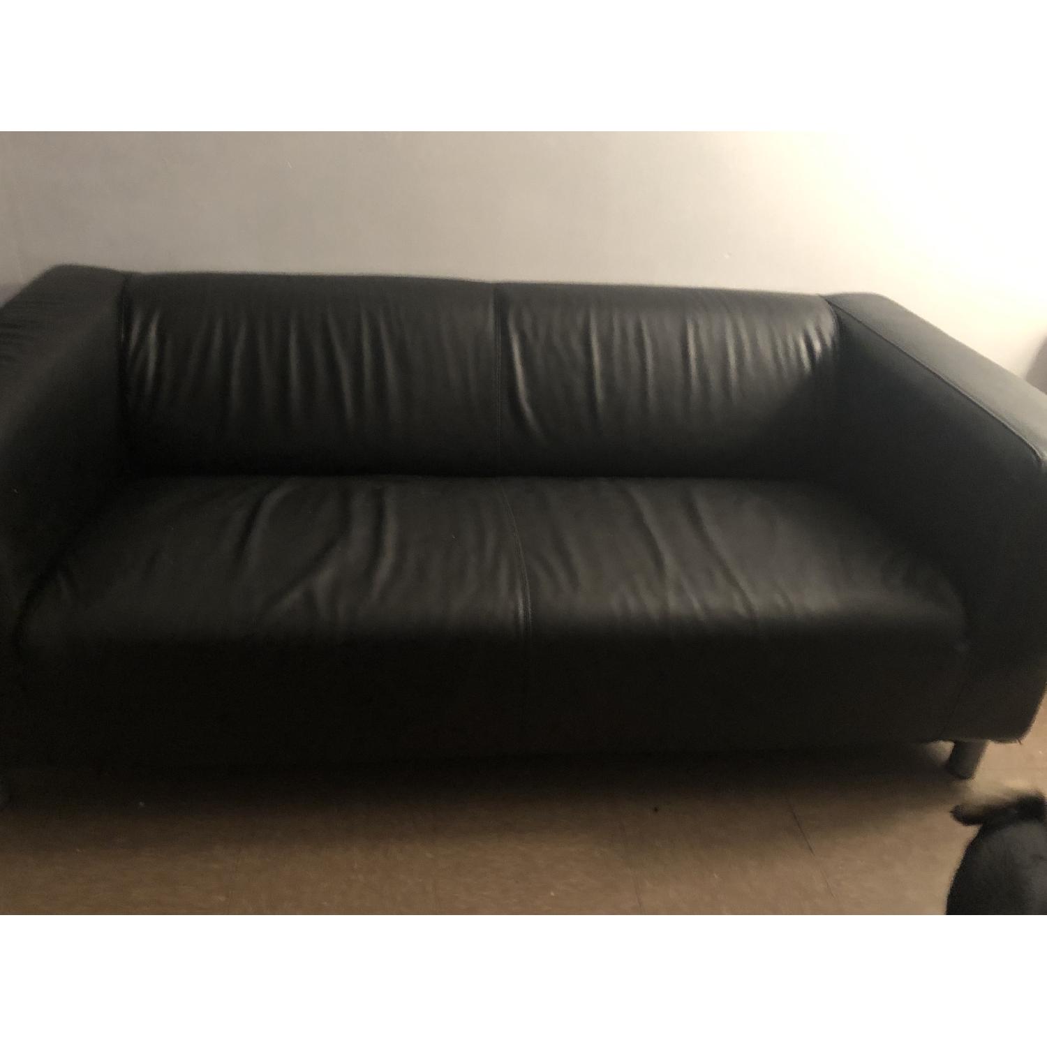 黒 レザー 2人掛けソファ(本皮)　IKEA　KLIPPAN 黒 レザー 2人掛けソファ(本皮) IKEA KLIPPAN - メルカリ