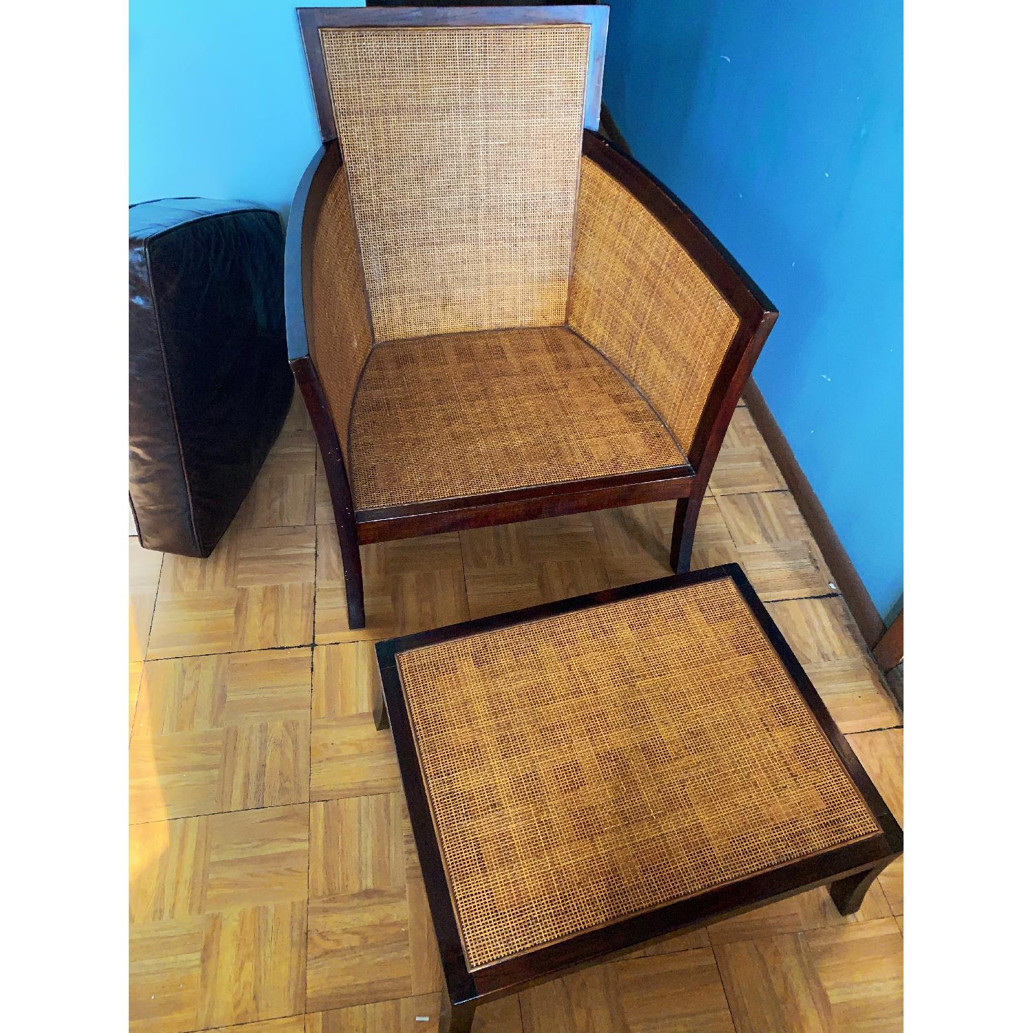 Crate & Barrel Rattan Blake Lounge Leather Chair - image-4