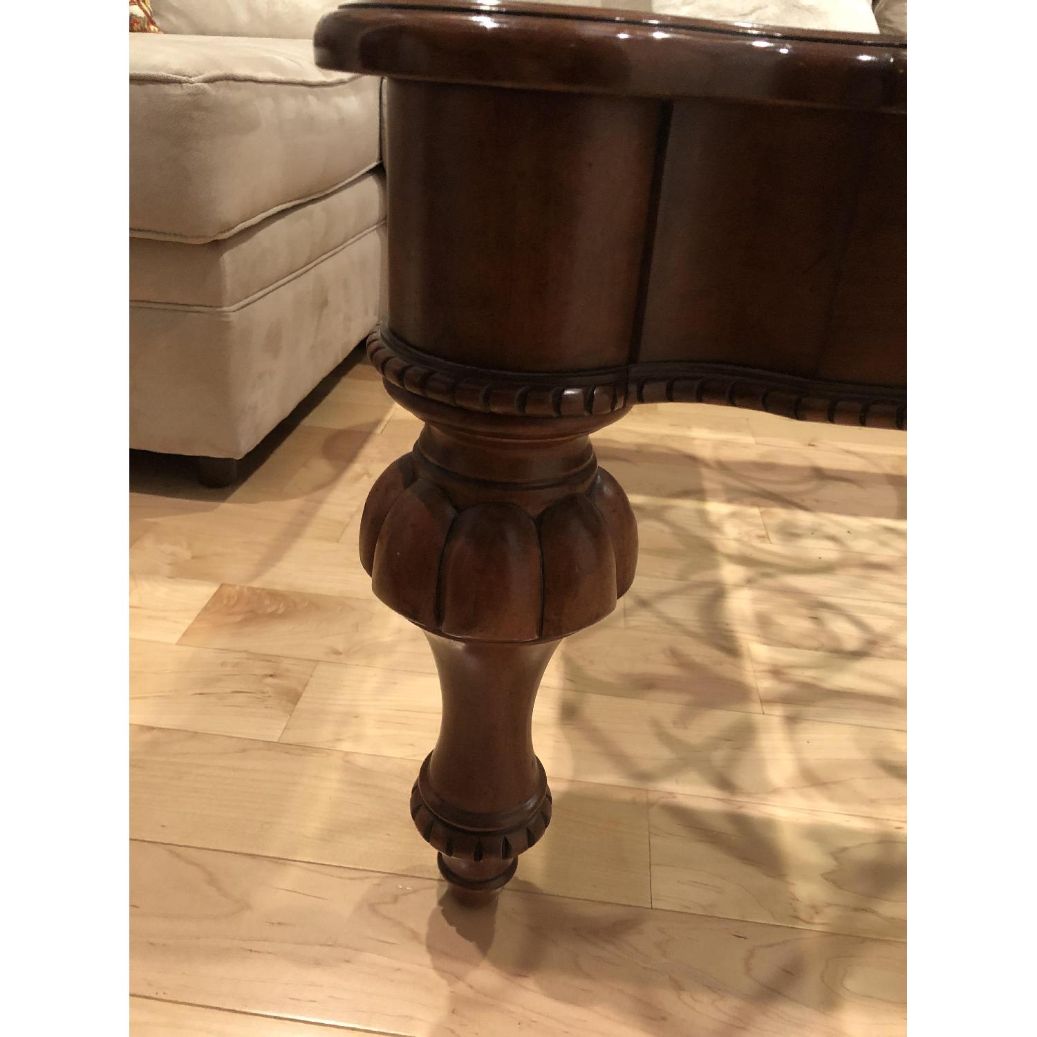 Ethan Allen Dark Wood & Glass Coffee Table - image-3