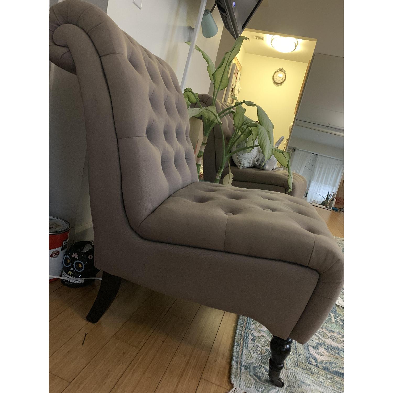 Steven Rhoades Linen Armless Tufted Chair - image-2