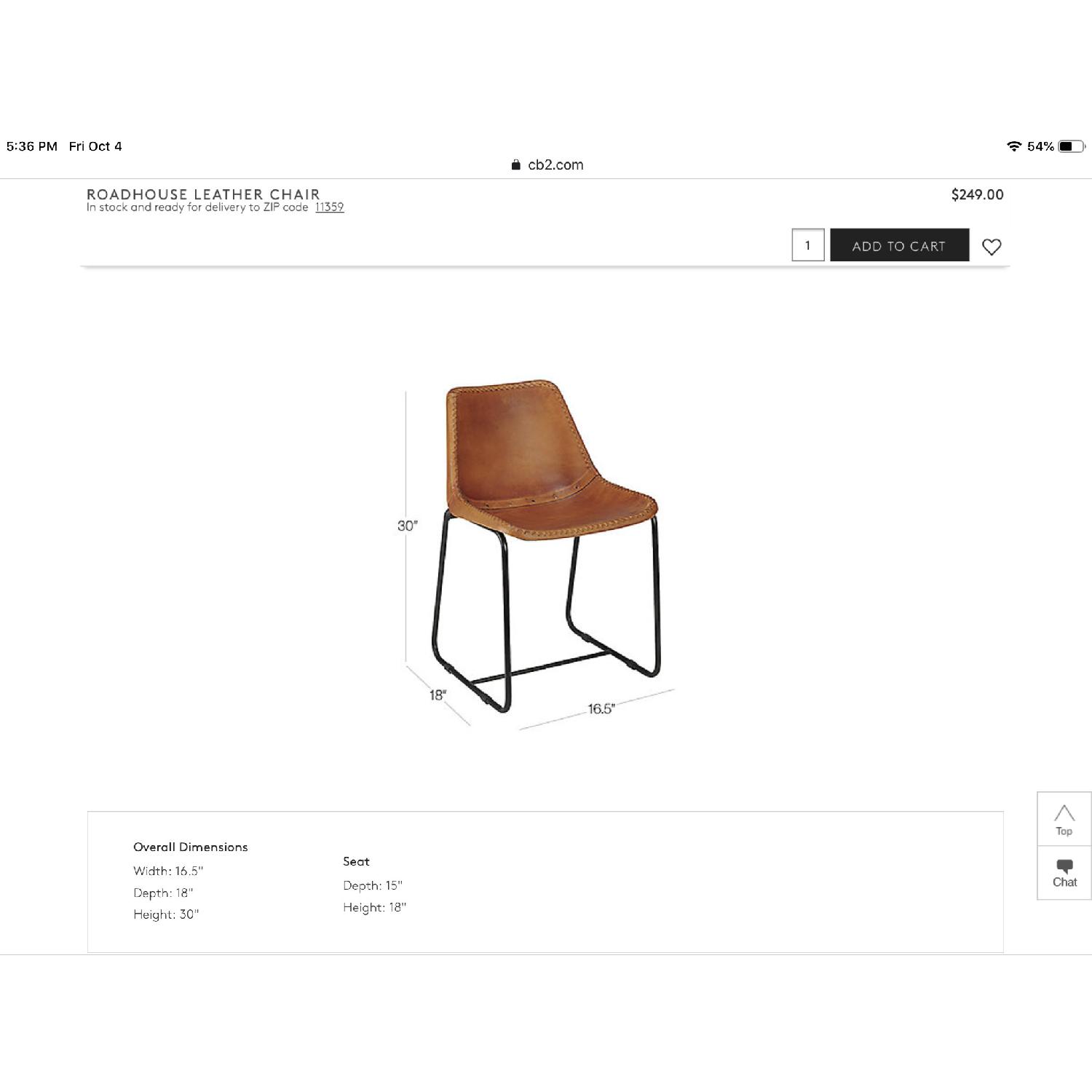 CB2 Roadhouse Leather Dining Chairs - image-4