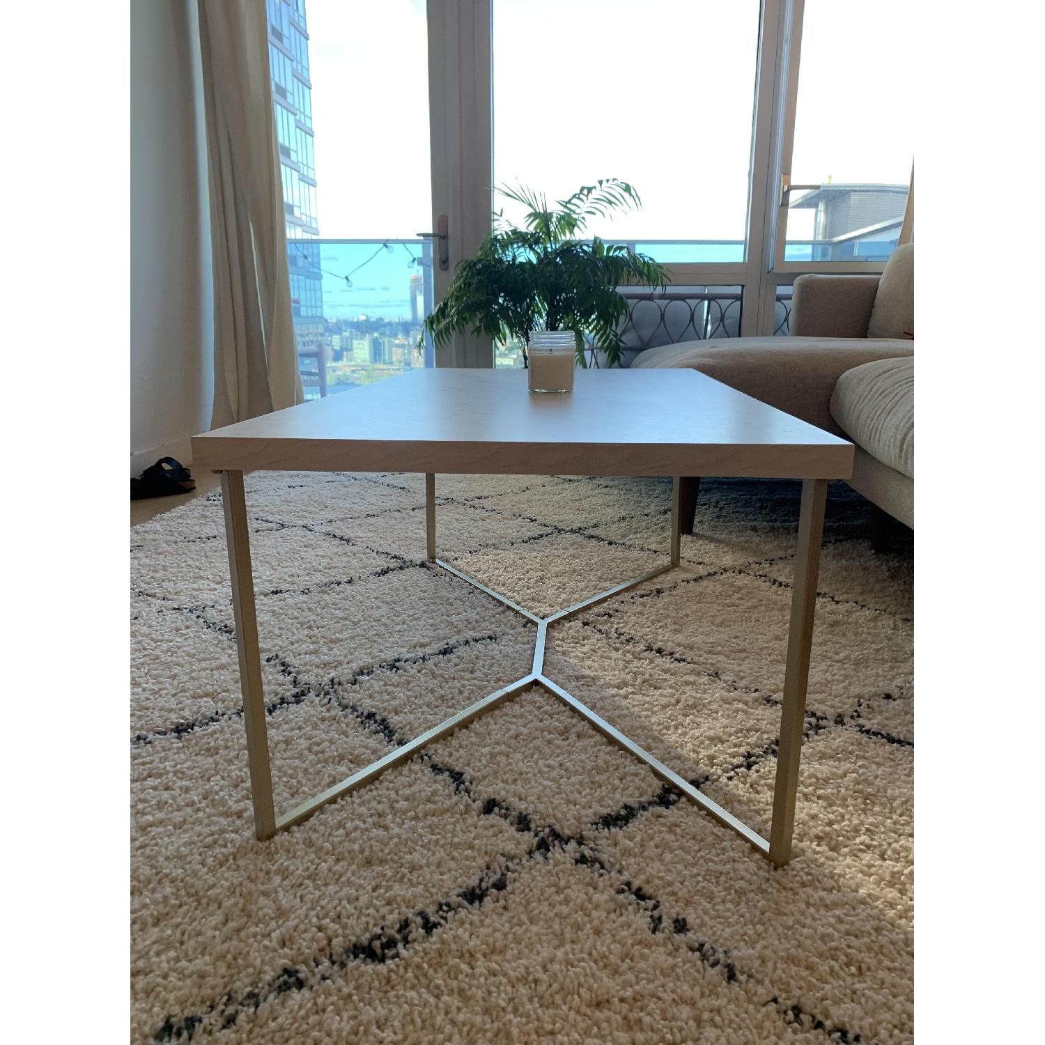 White Faux Marble & Gold Coffee Table - image-4