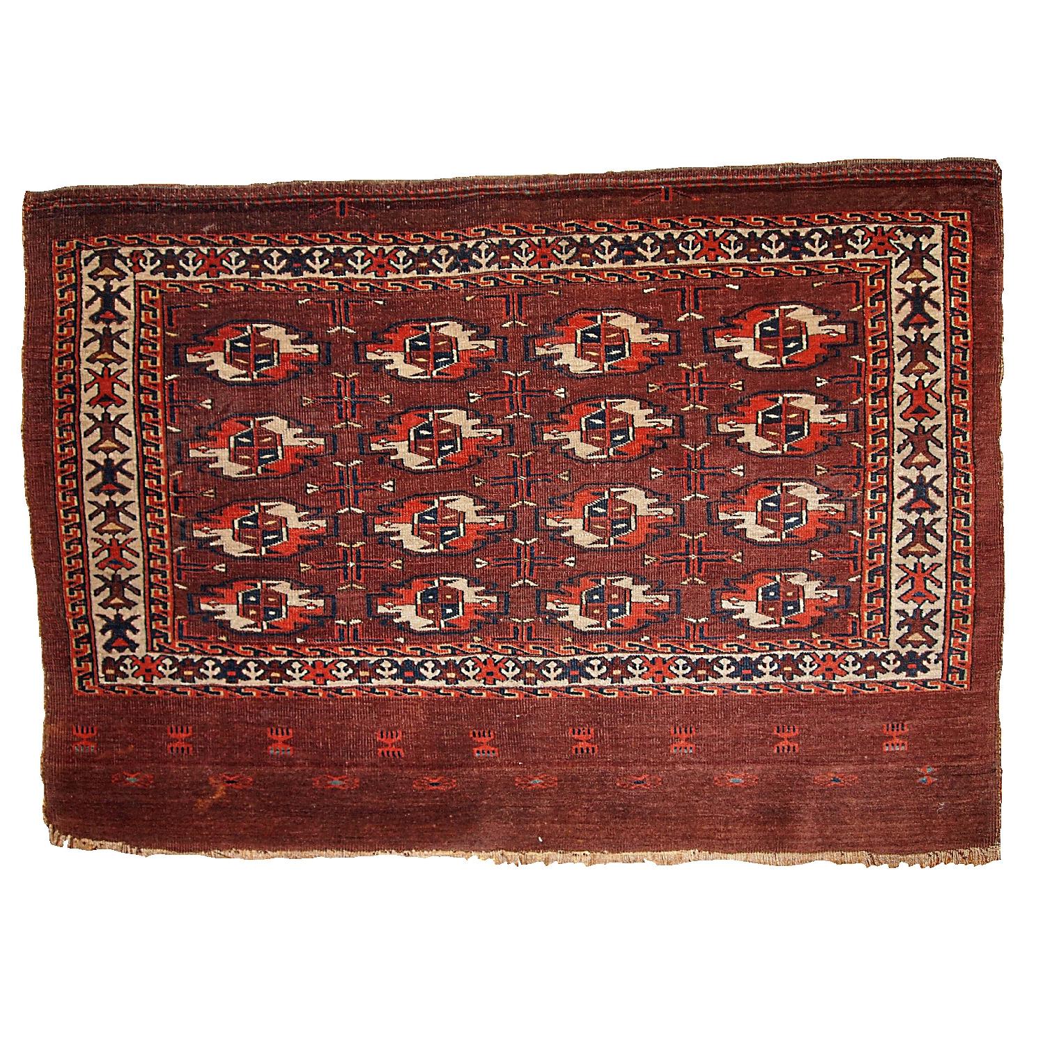 Handmade Antique Collectible Turkmen Tekke Rug - AptDeco