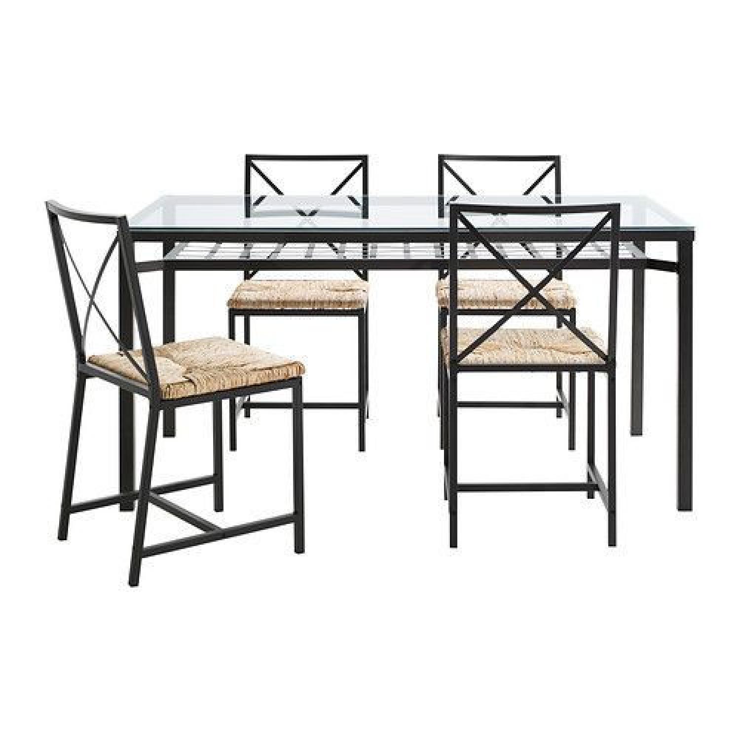 Ikea Black & Glass Dining Table w/ 4 Chairs - image-1