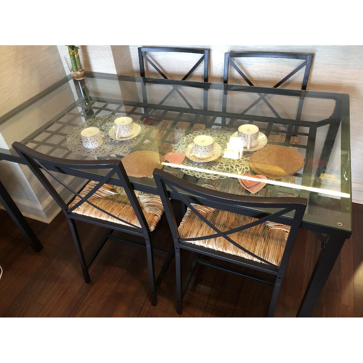Ikea Black & Glass Dining Table w/ 4 Chairs AptDeco