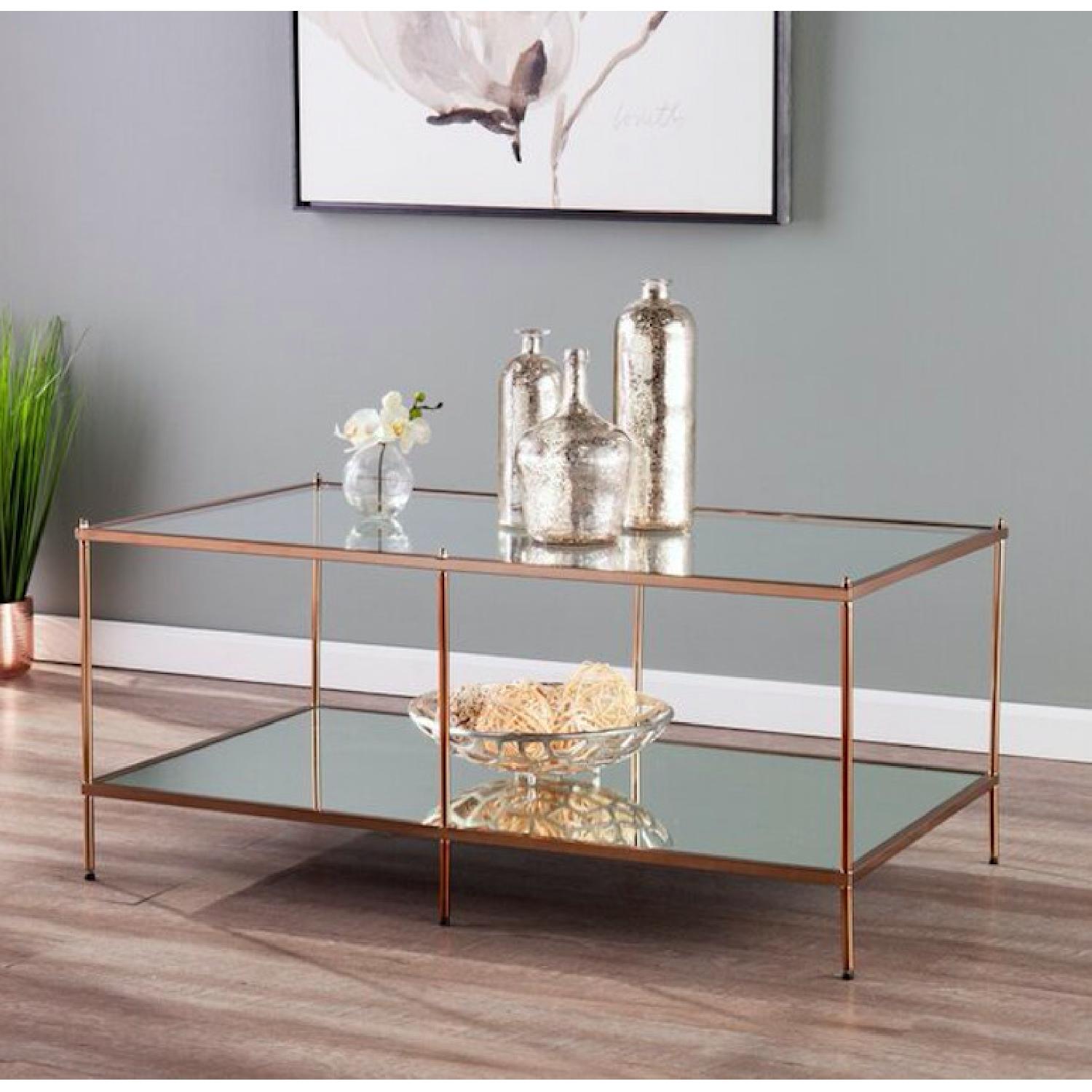Willa Arlo Interiors Janelle Glass Top/Brass Coffee Table AptDeco