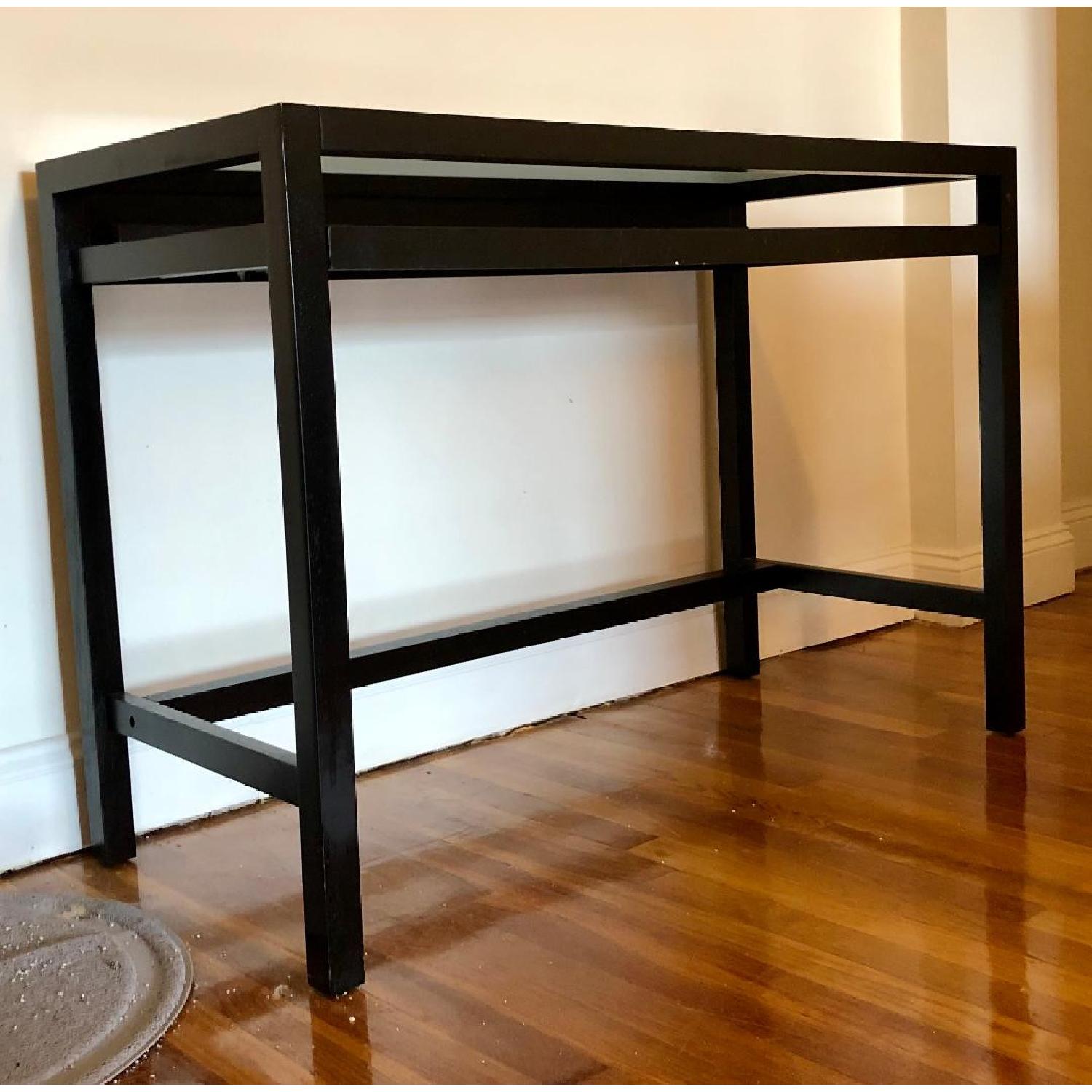 Target Black Glass Top Desk AptDeco