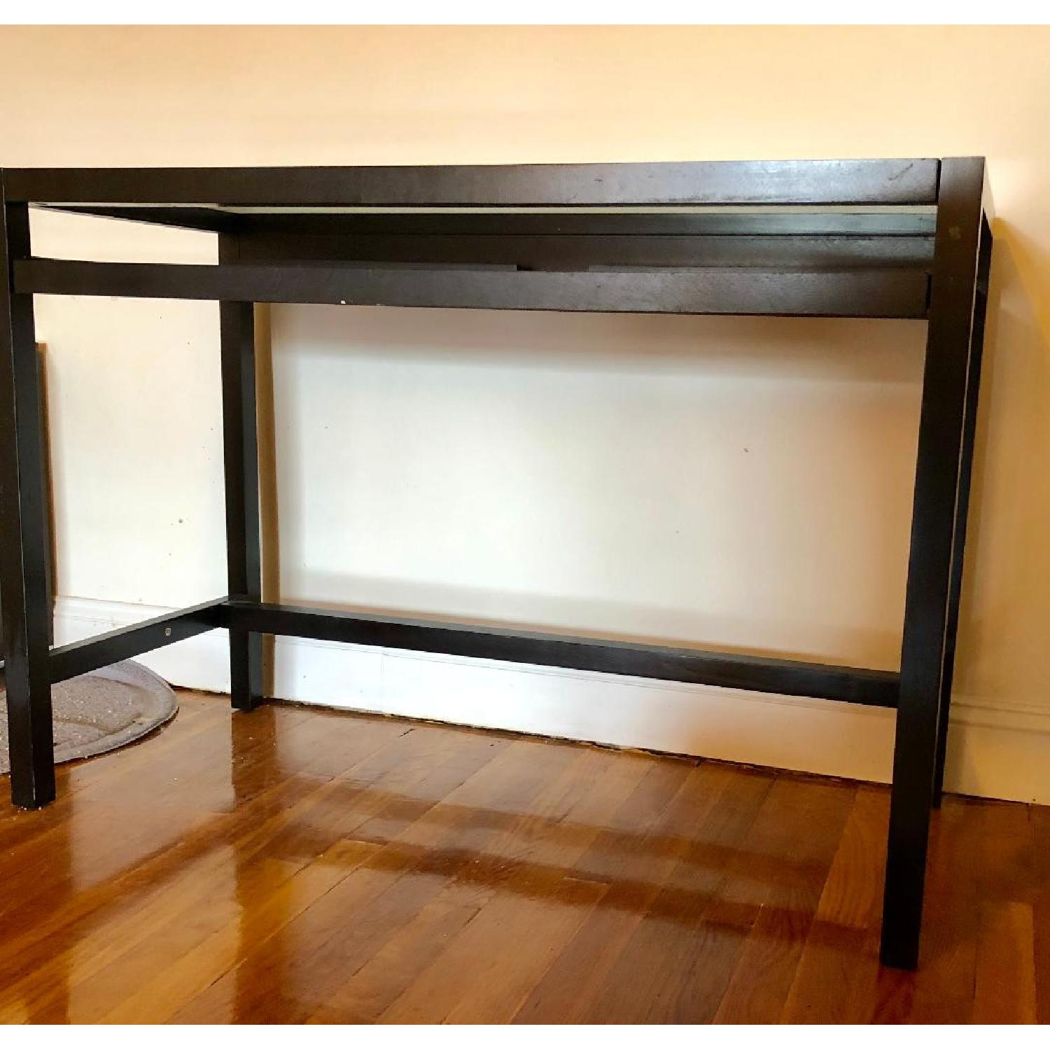 Target Black Glass Top Desk AptDeco