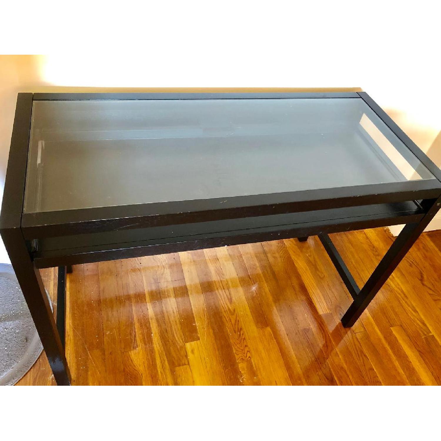 Target Black Glass Top Desk AptDeco