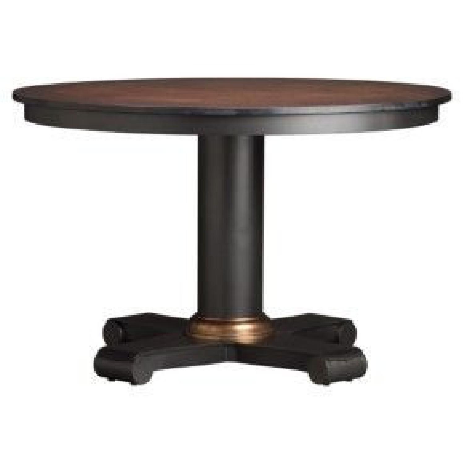 Crate & Barrel Copper Dining Table w/ 4 Leather Chairs AptDeco