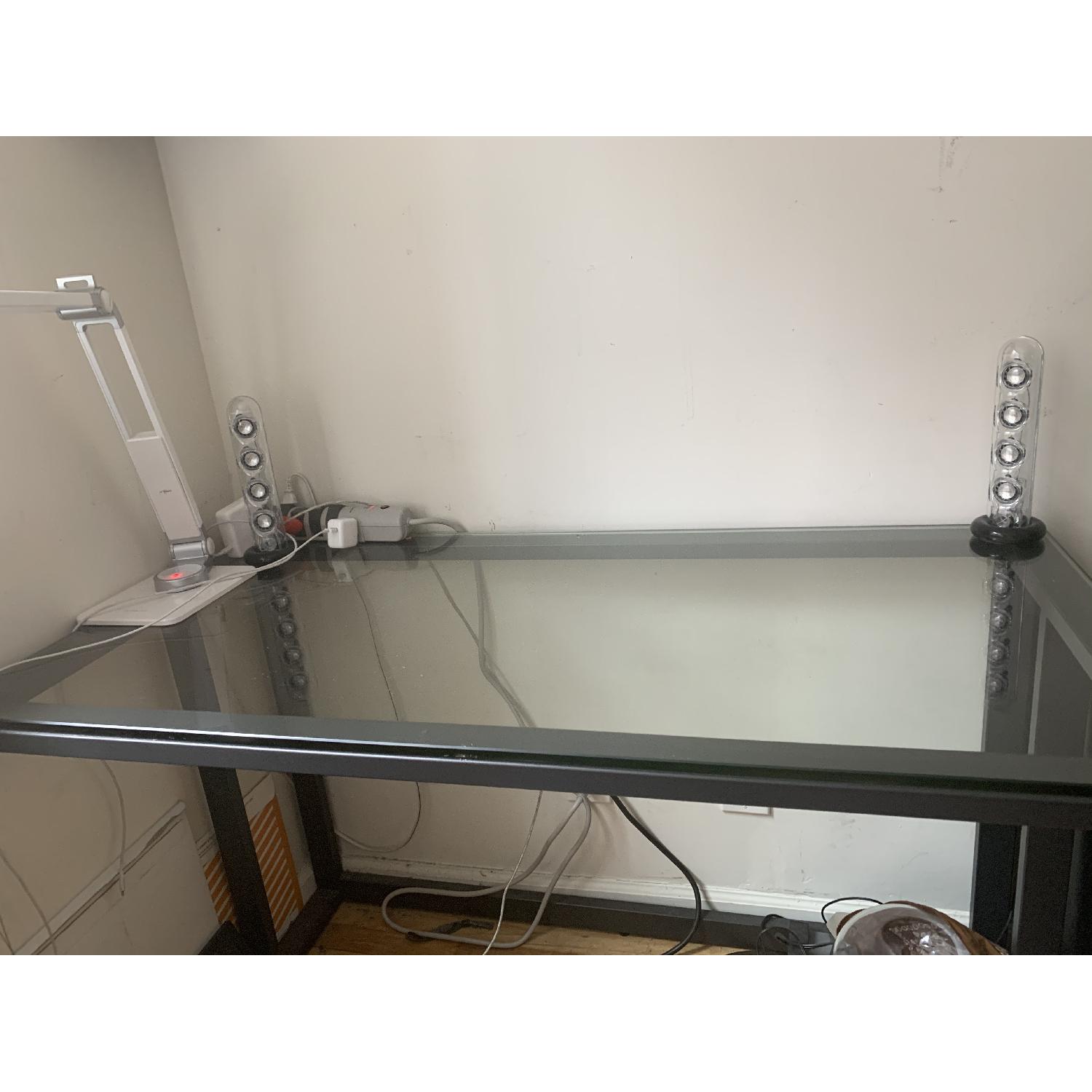 CB2 Pilsen Graphite & Glass Desk AptDeco