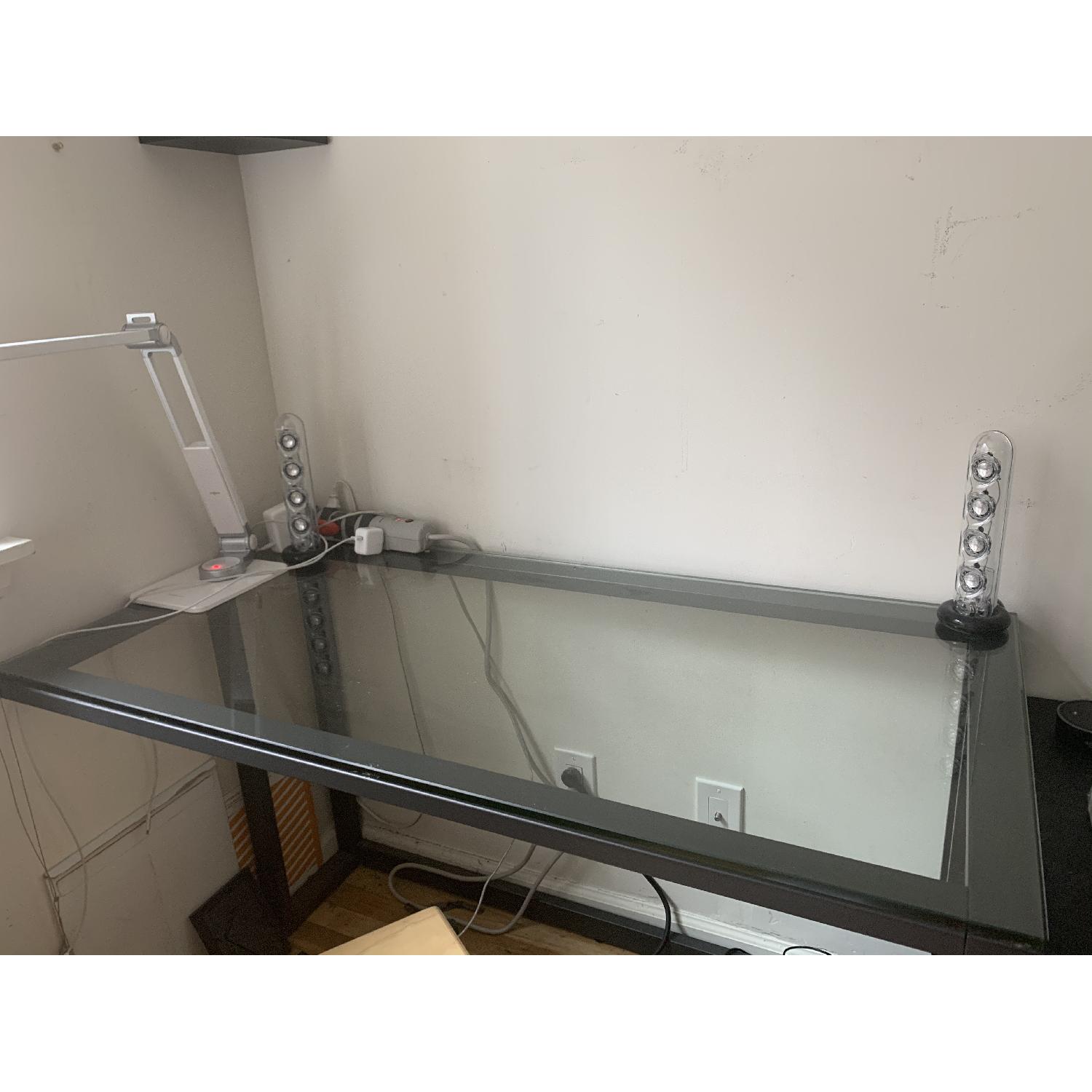 CB2 Pilsen Graphite & Glass Desk AptDeco