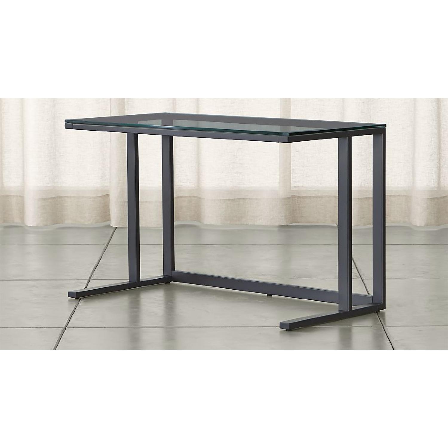 CB2 Pilsen Graphite & Glass Desk AptDeco