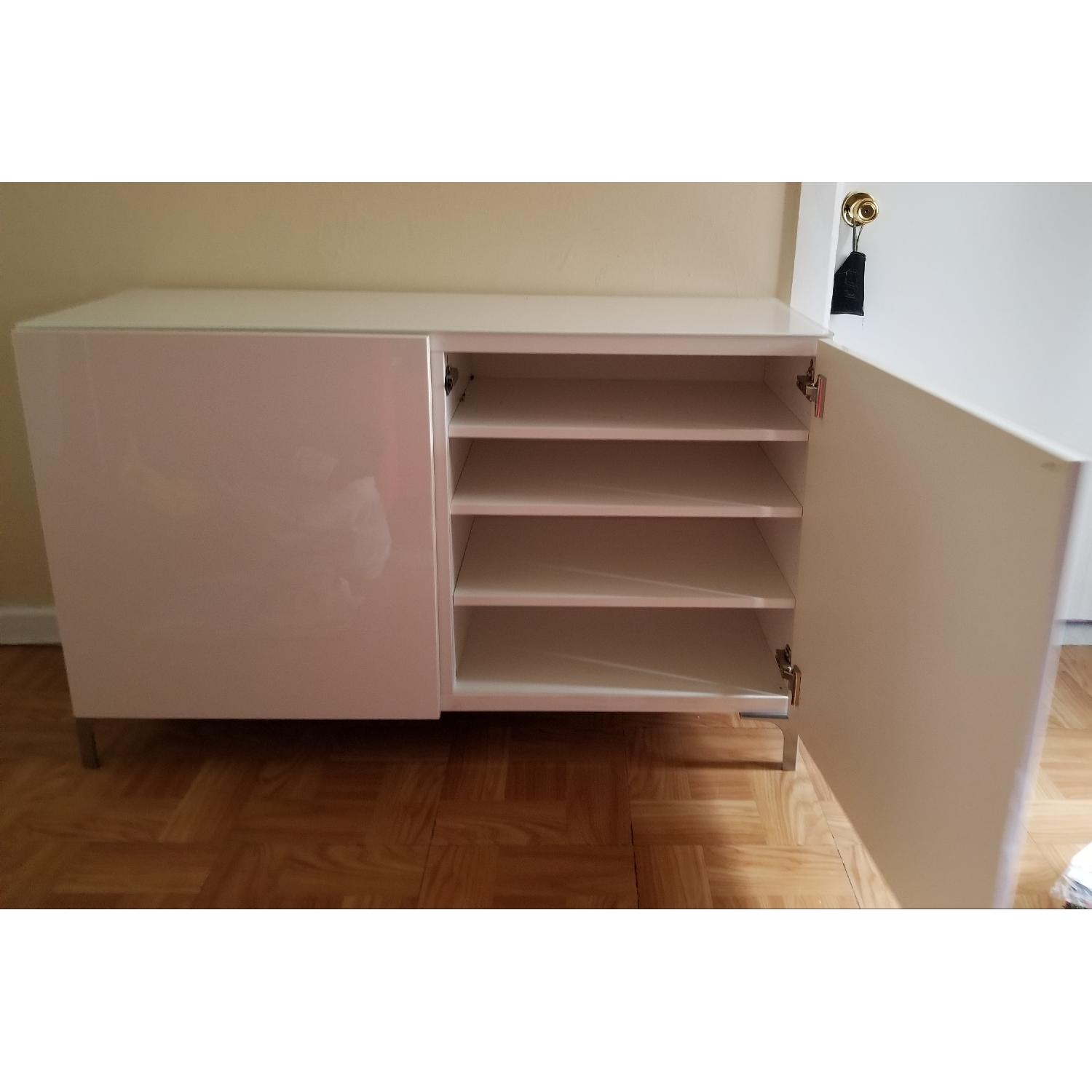 White Gloss Storage Unit w/ Glass Top - image-1