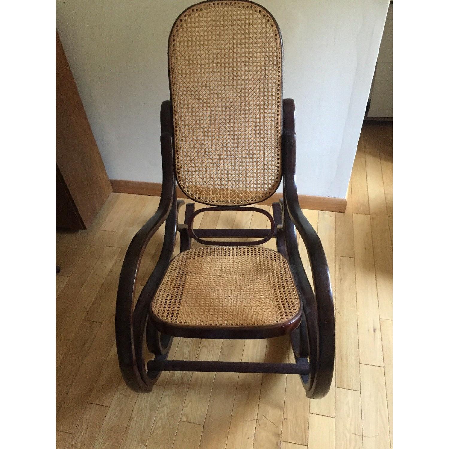 Antique Bentwood Caning Rocking Chair - image-7