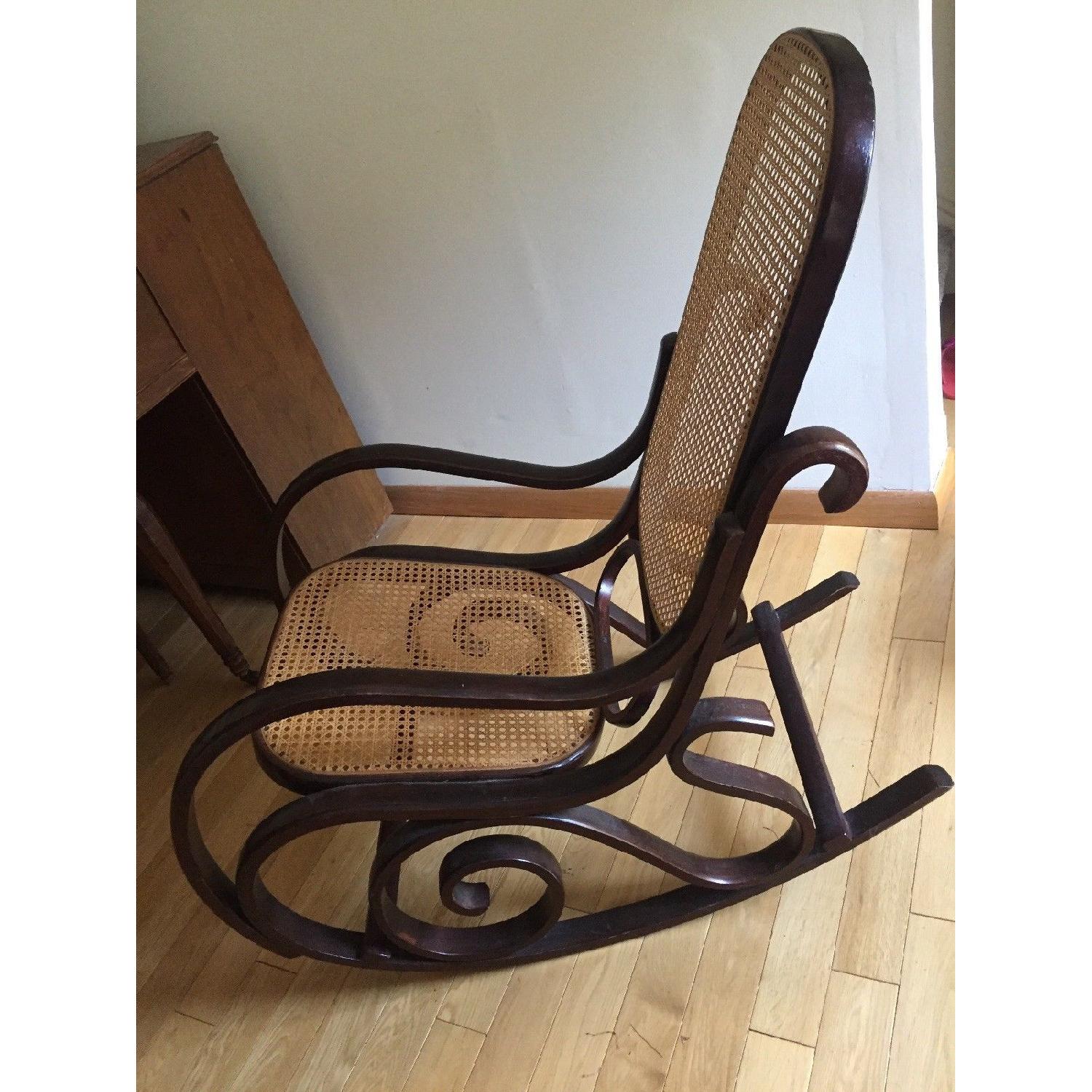 Antique Bentwood Caning Rocking Chair - image-6
