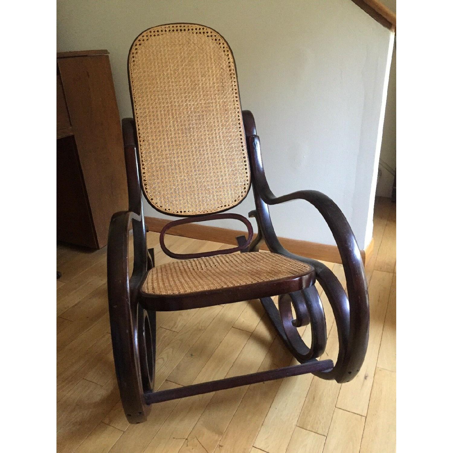 Antique Bentwood Caning Rocking Chair - image-5