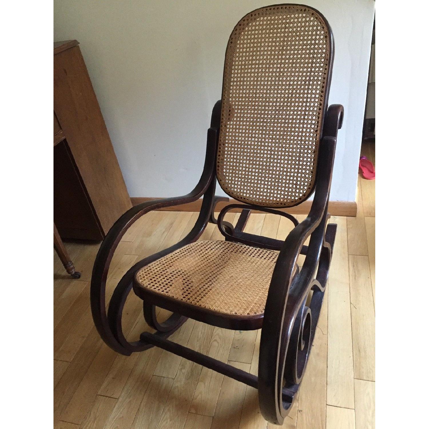 Antique Bentwood Caning Rocking Chair - image-2