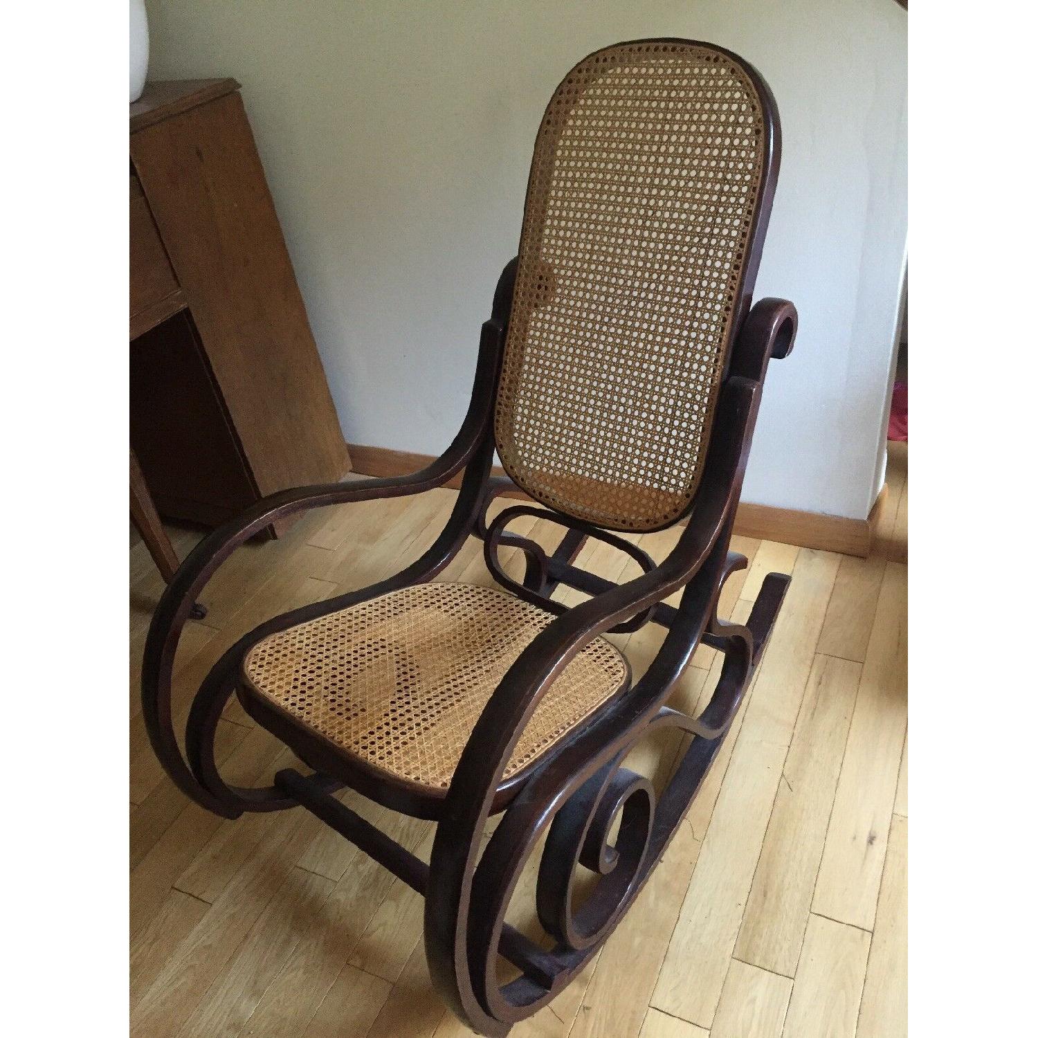 Antique Bentwood Caning Rocking Chair - image-3