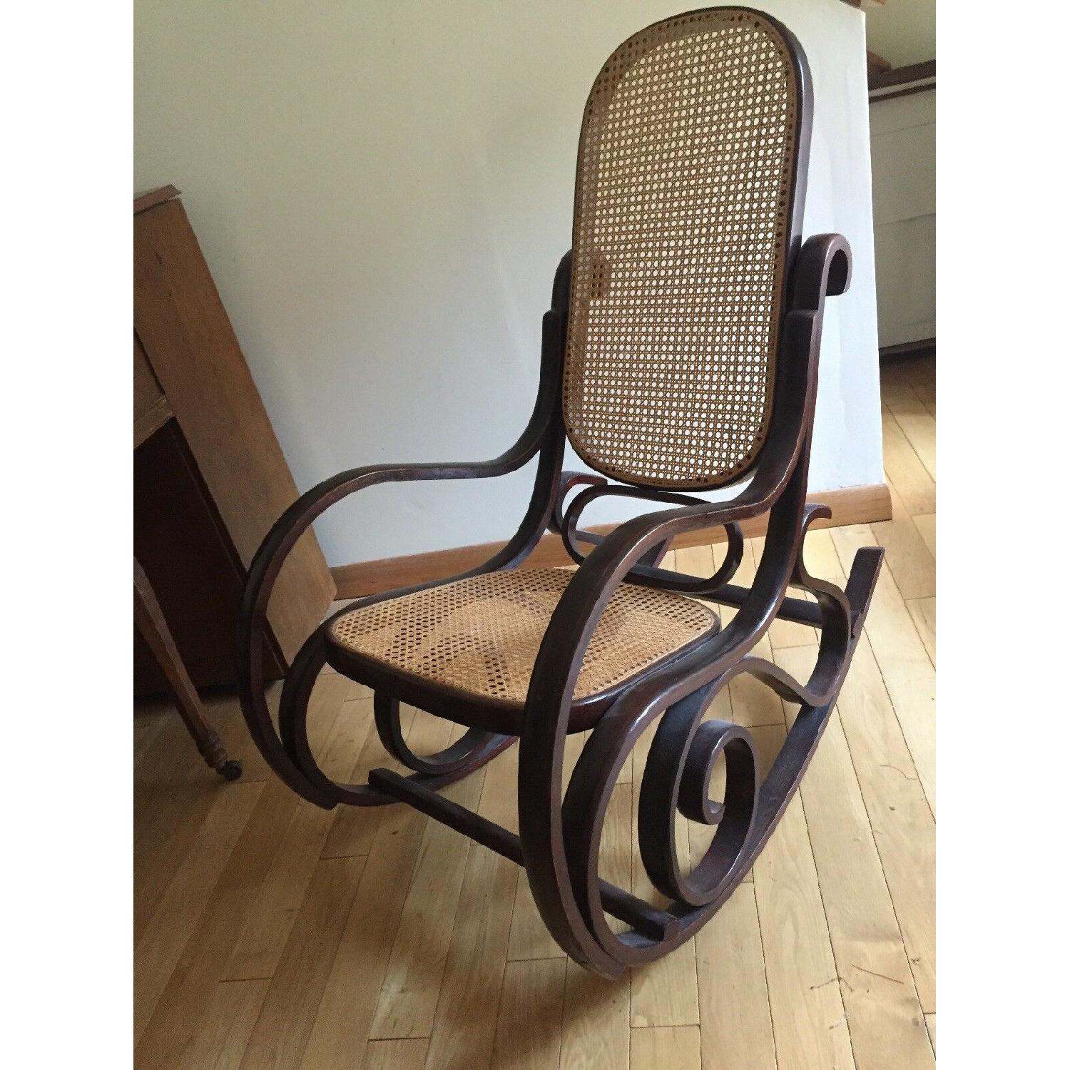 Antique Bentwood Caning Rocking Chair - image-1