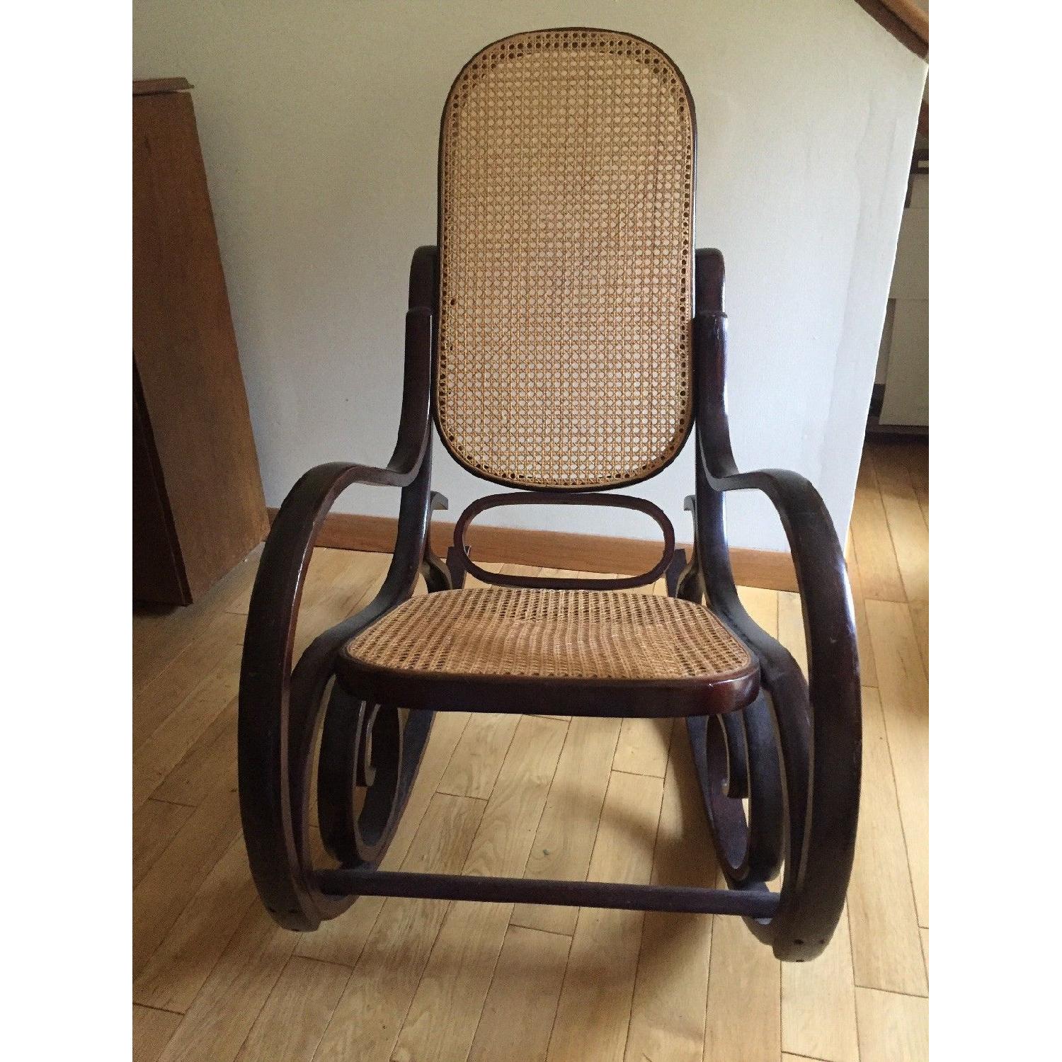 Antique Bentwood Caning Rocking Chair - image-9