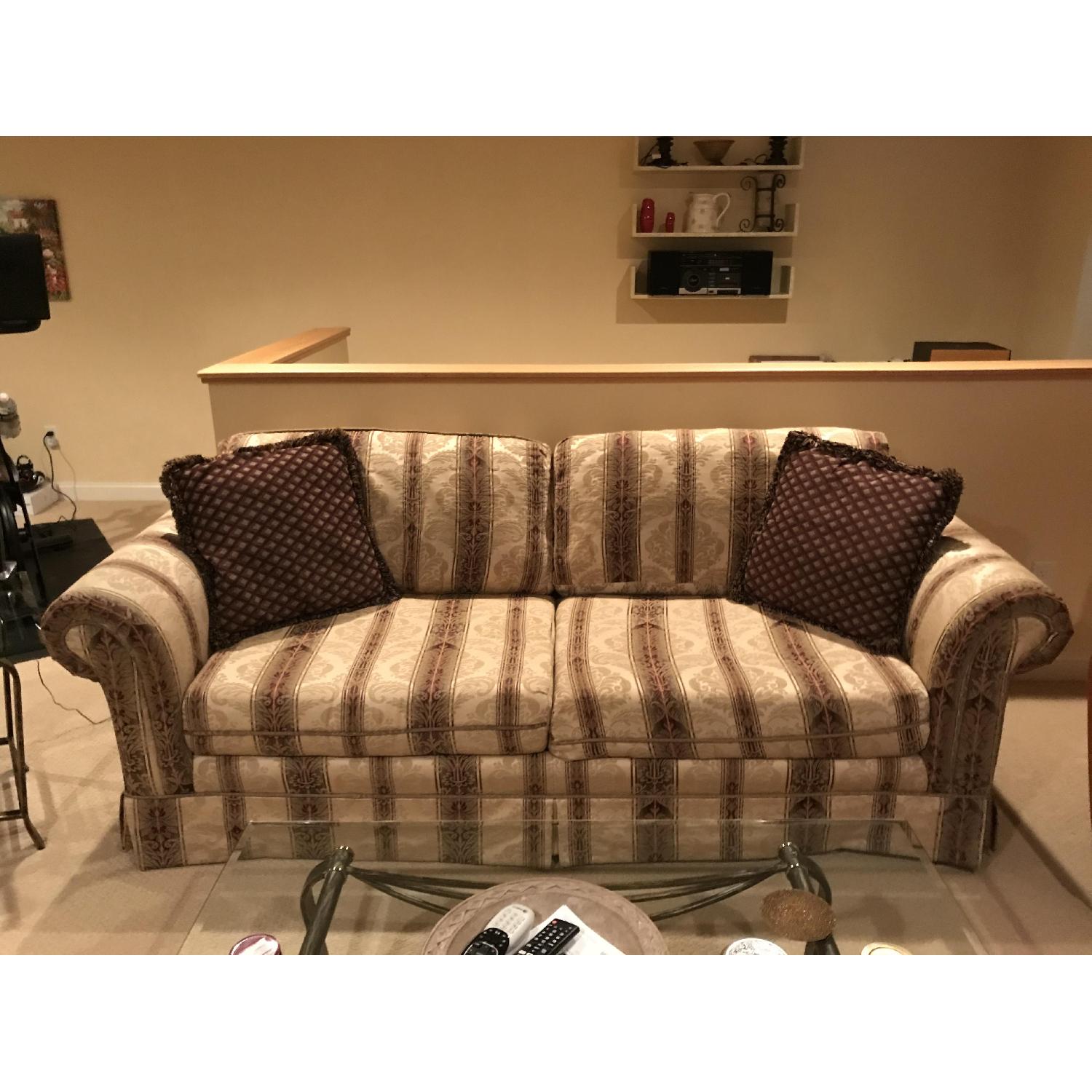 Brown Stripes Pattern Sofa - image-1