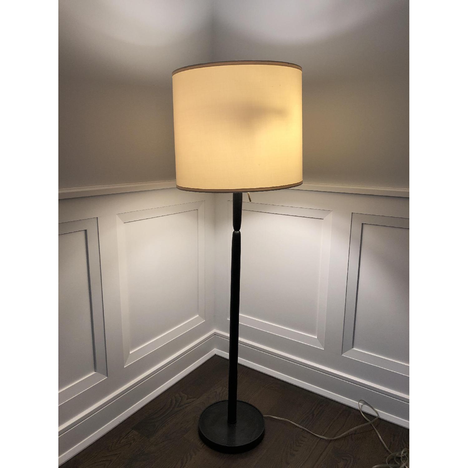Black Floor Lamp w/ Off White Shade - image-1