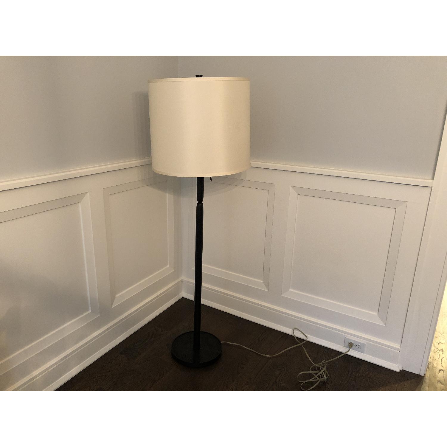 Black Floor Lamp w/ Off White Shade - image-2