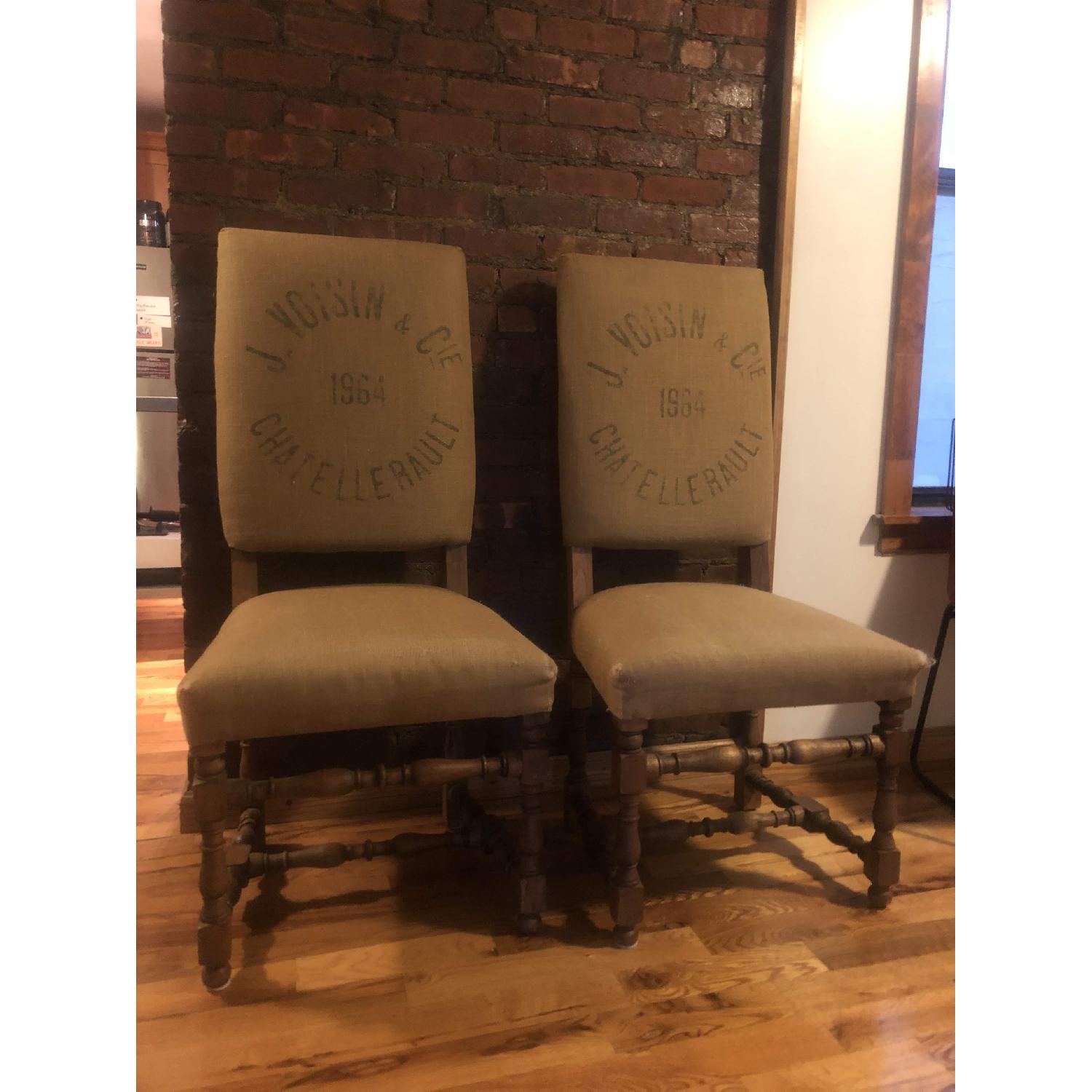 Restoration Hardware Burlap English Chairs - image-2