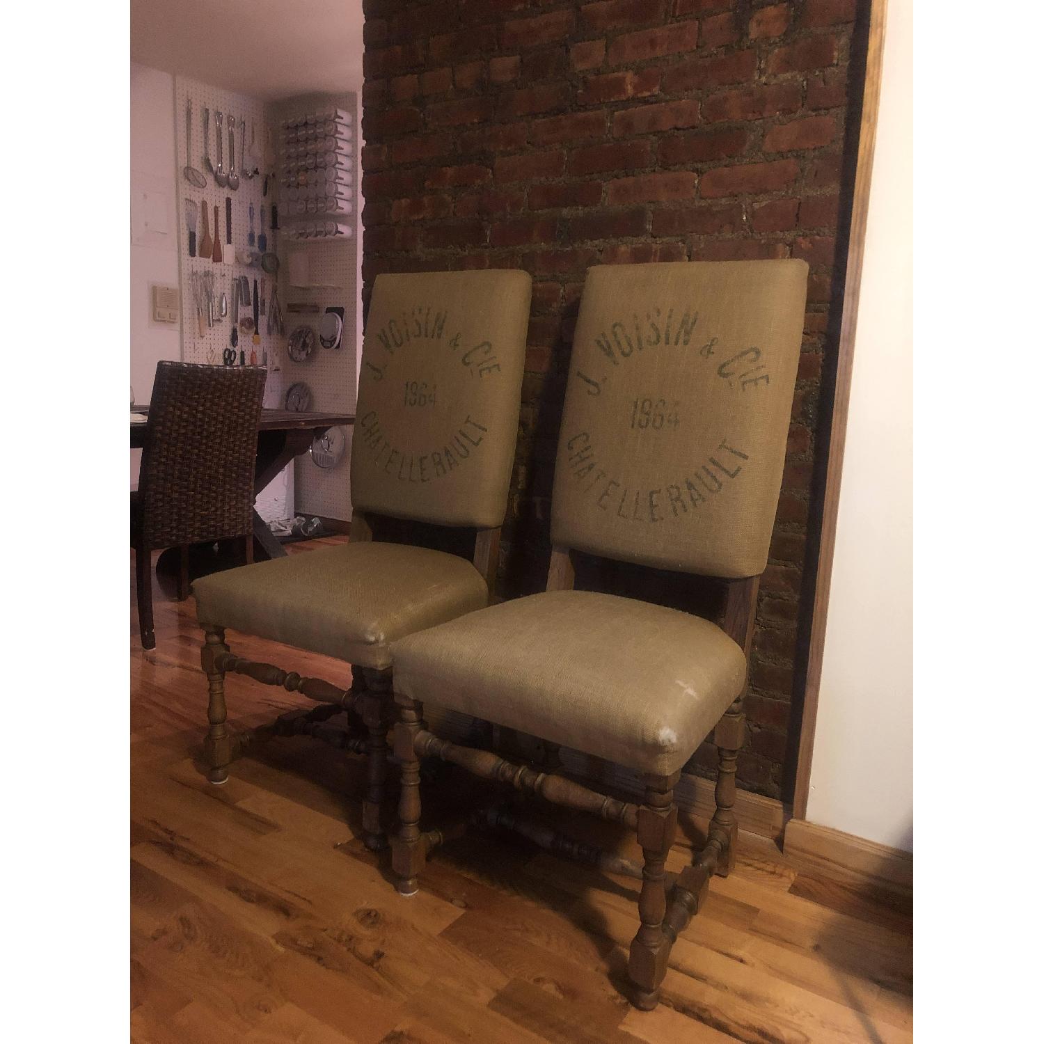 Restoration Hardware Burlap English Chairs - image-6
