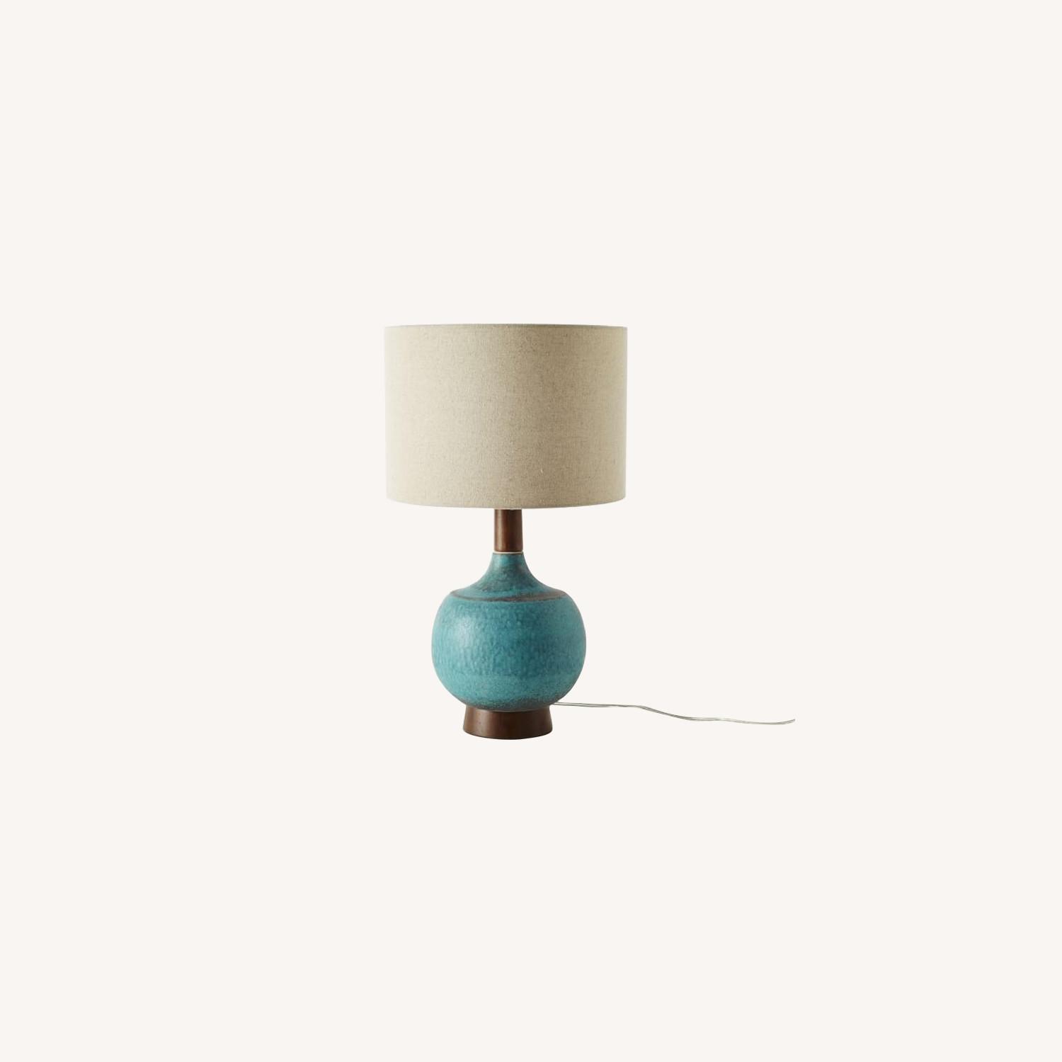 West Elm Modernist Table Lamps in Turquoise/Natural - image-0