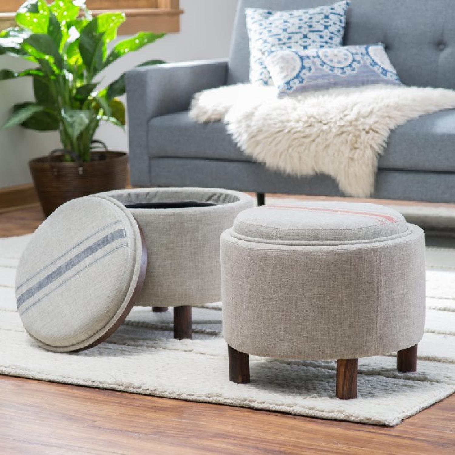 Belham Living Round Storage Ottoman w/ Cocktail Tray - image-4