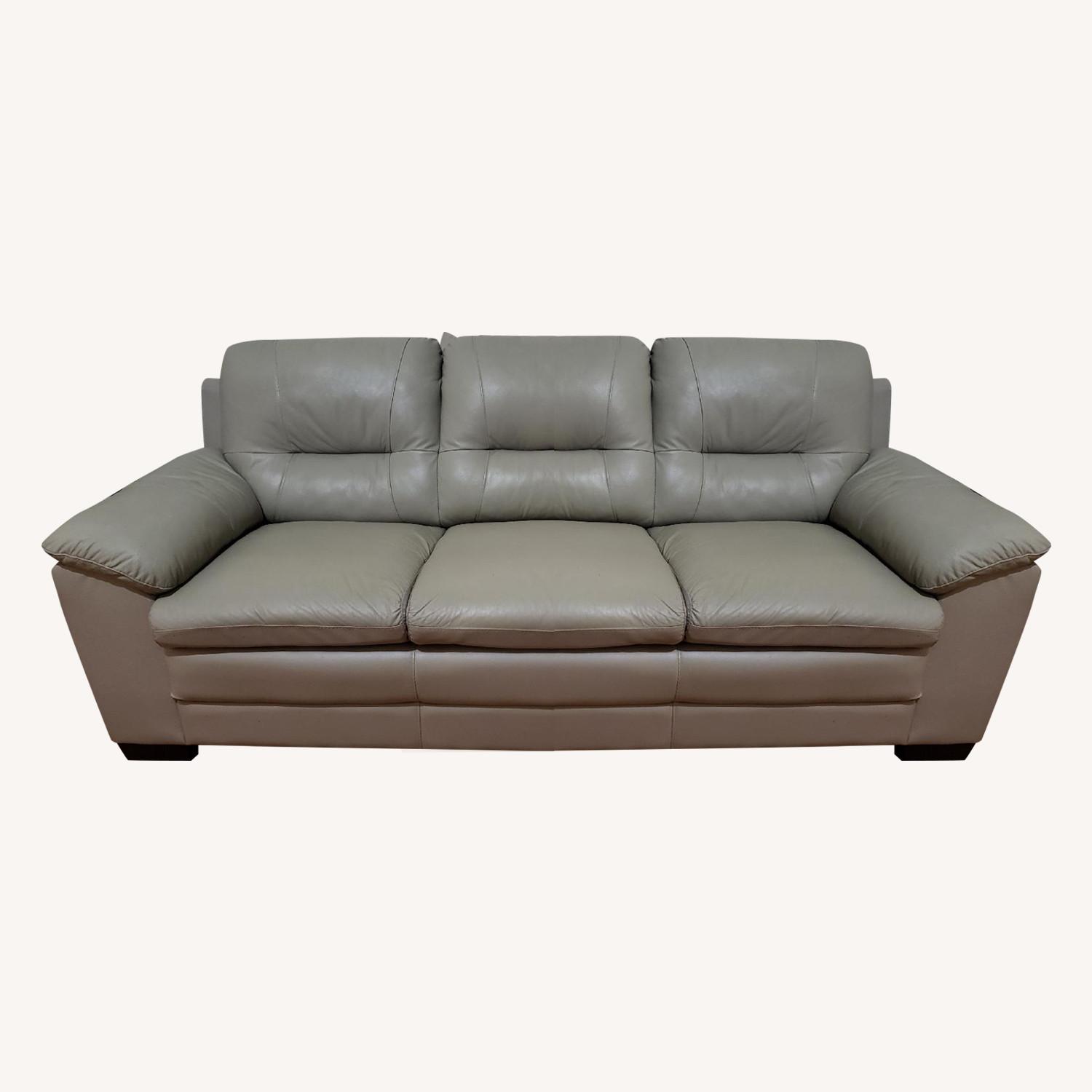 New Spec Inc Light Grey Leather Sofa AptDeco