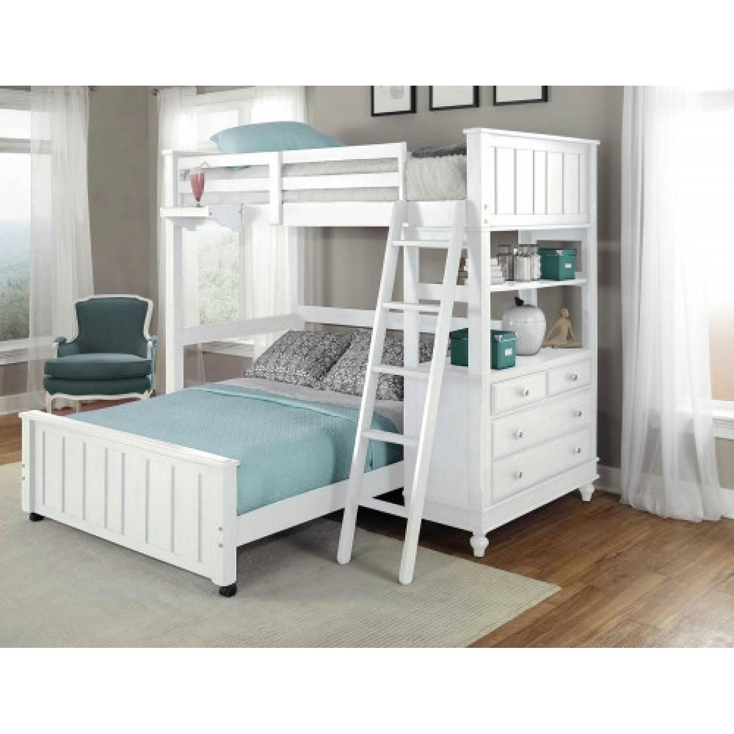 White NEKids LakeHouse Loft Bed w/ Full Lower Bed AptDeco