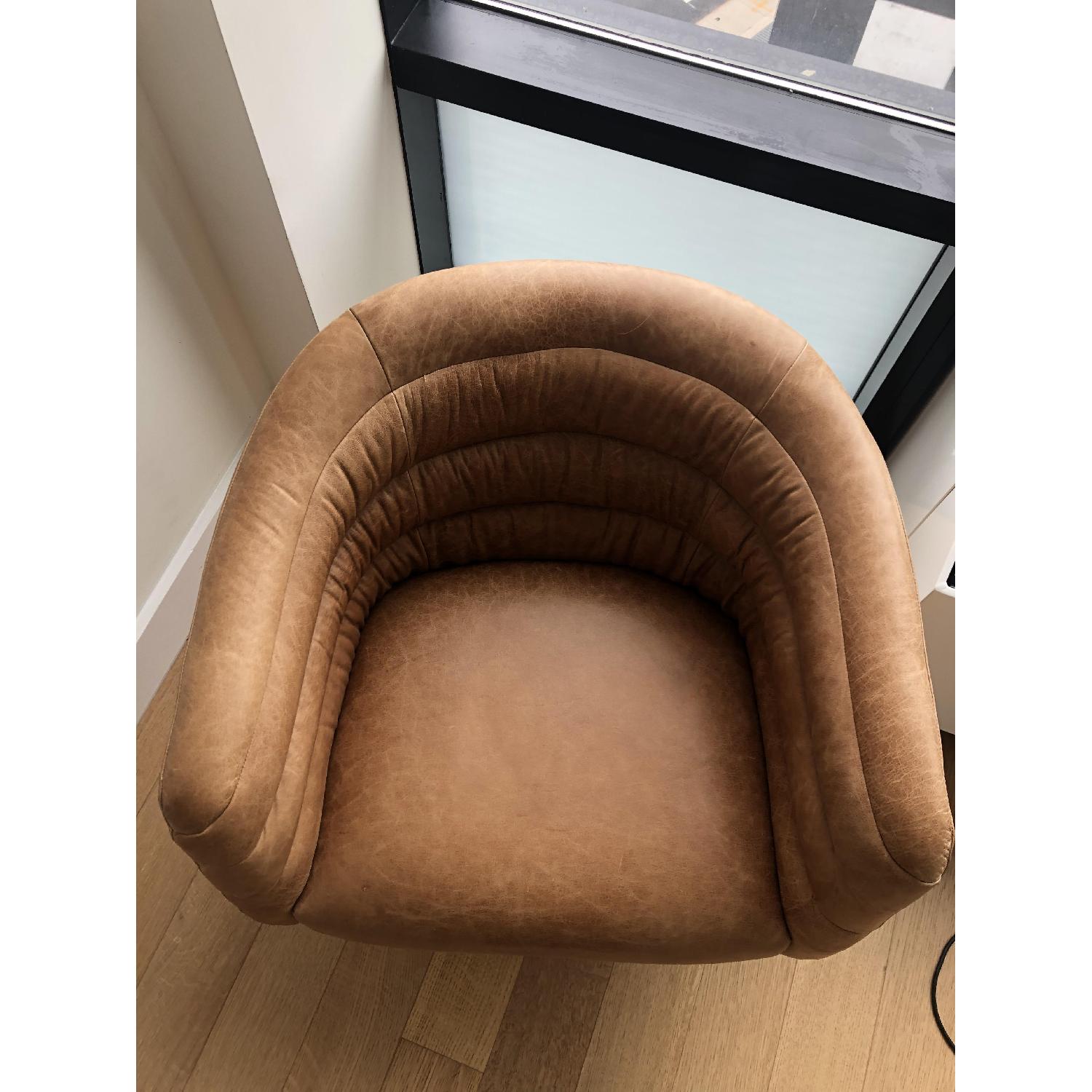 CB2 Brown Leather Swivel Chair - image-4
