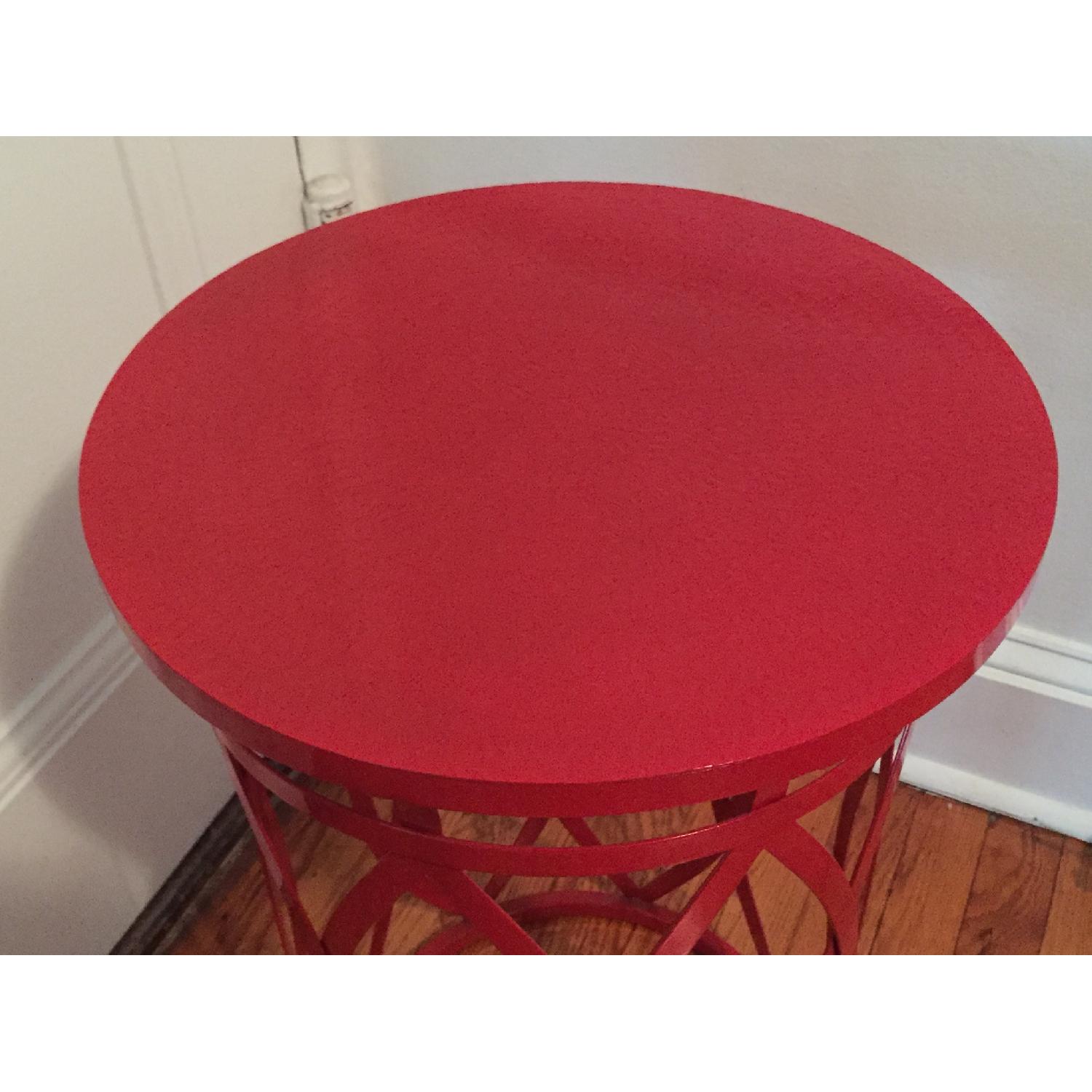 CB2 Red Metal Side Table AptDeco