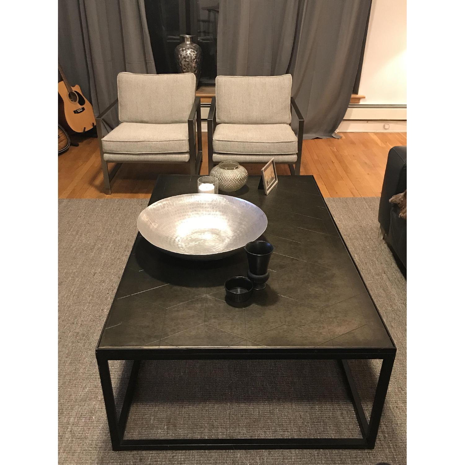 Restoration Hardware Metal Parquet Coffee Table AptDeco