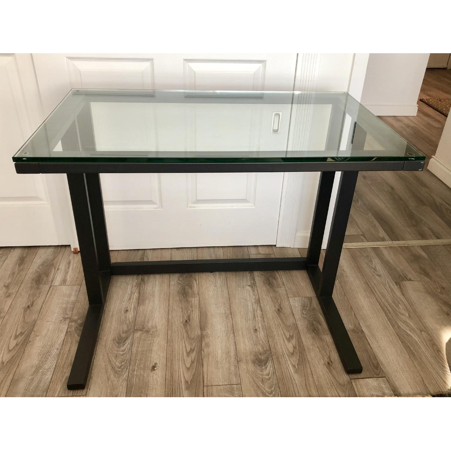 Crate & Barrel Pilsen Glass Top Desk AptDeco