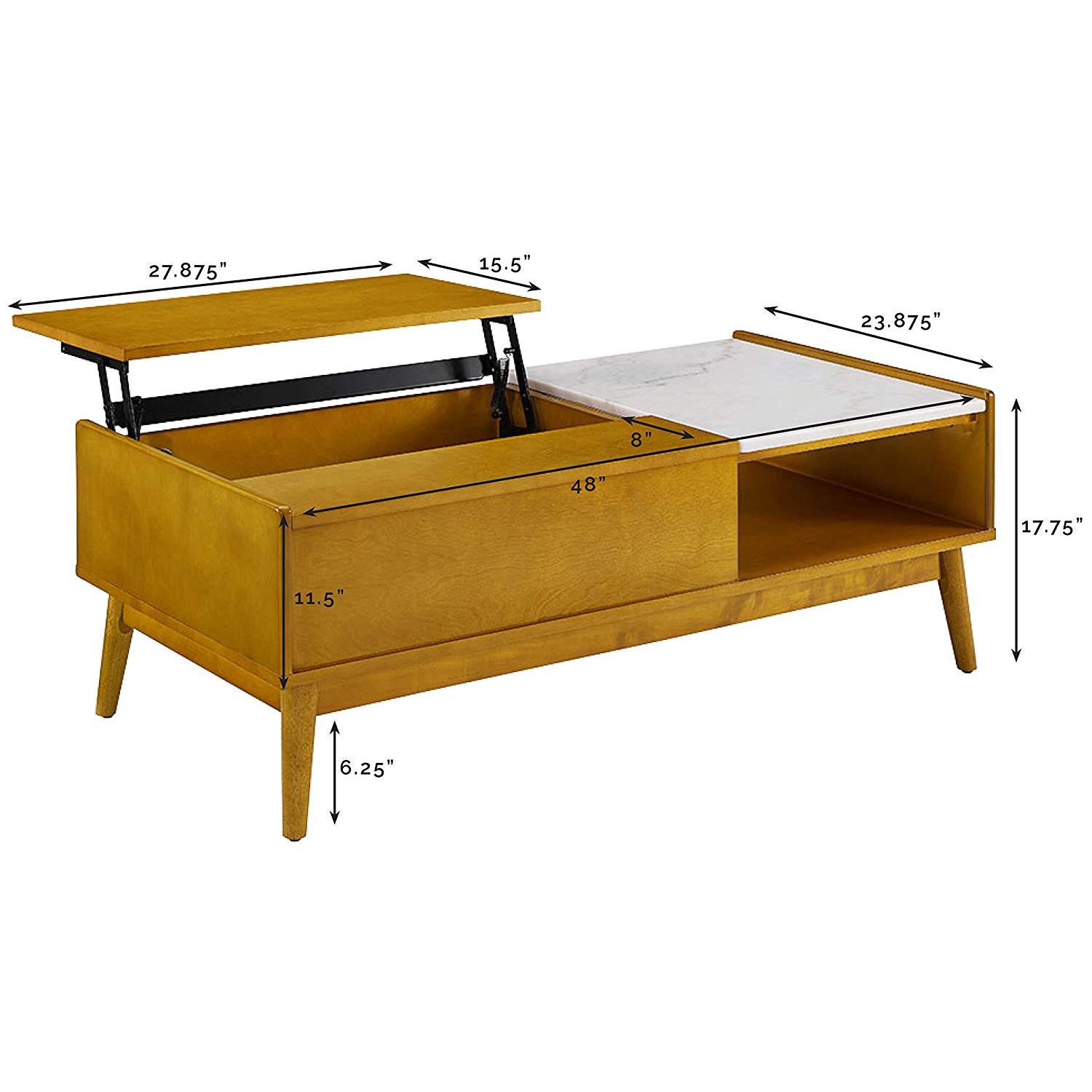 Crosley Pop-up Storage Coffee Table w/ Marble Leaf - image-3