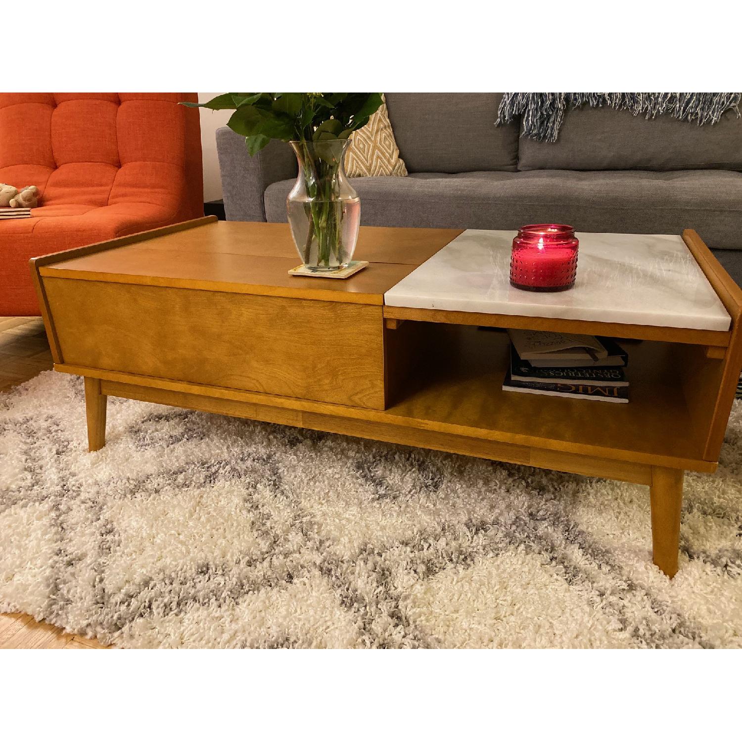 Crosley Pop-up Storage Coffee Table w/ Marble Leaf - image-4