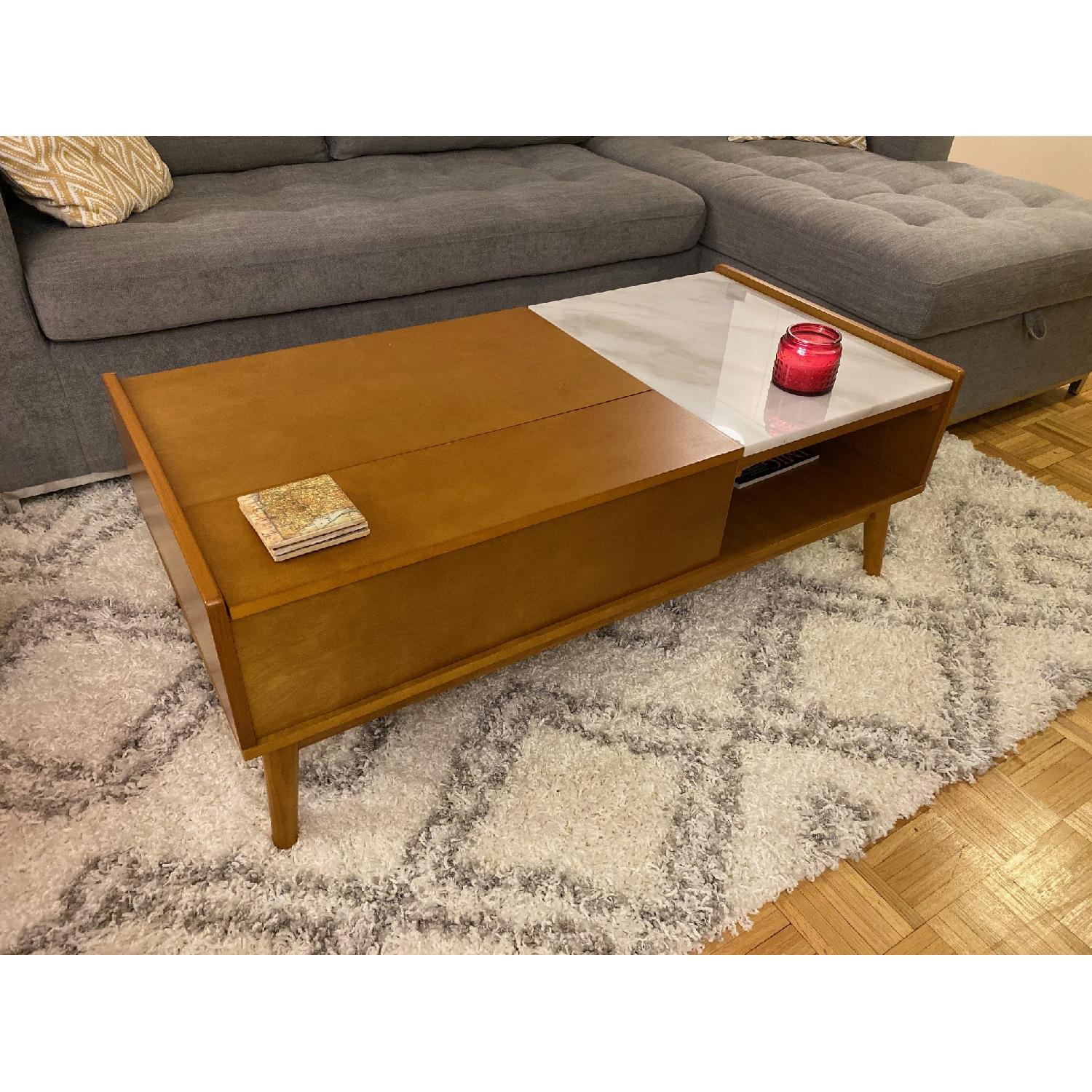 Crosley Pop-up Storage Coffee Table w/ Marble Leaf - image-5