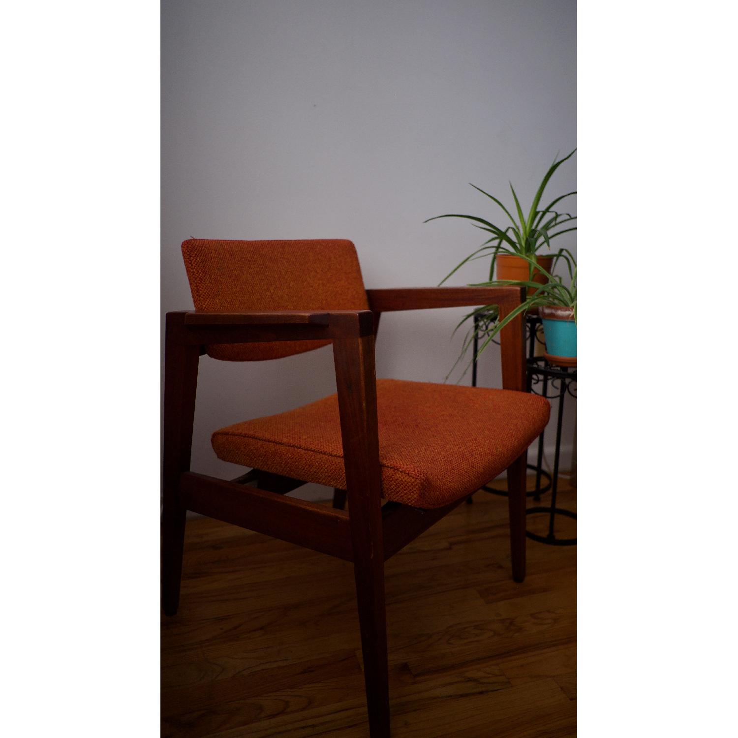 Gunlocke Walnut Armchair in Orange Linen AptDeco