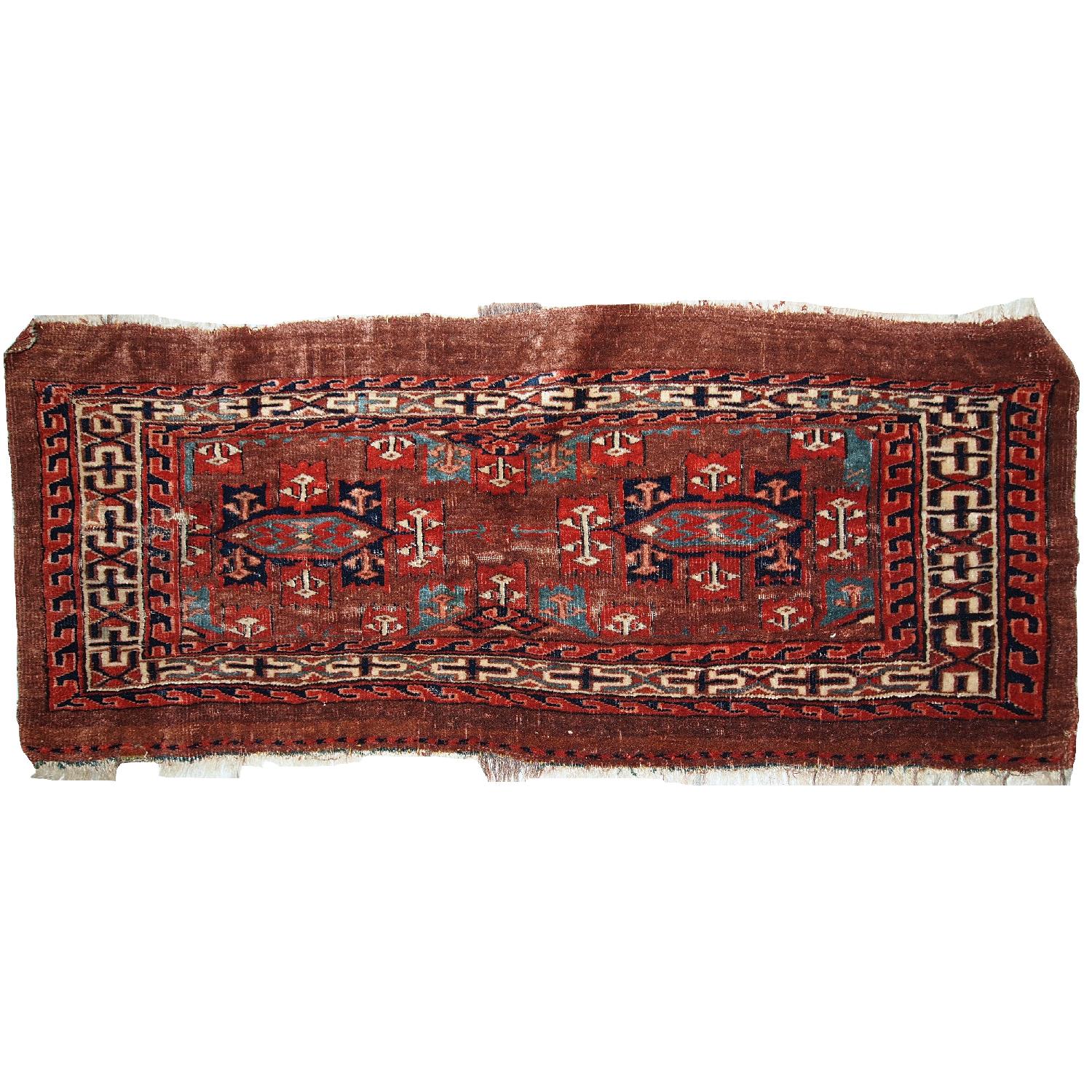 Yumosh Rug Handmade Antique Collectible Turkmen Yomud Rug - AptDeco