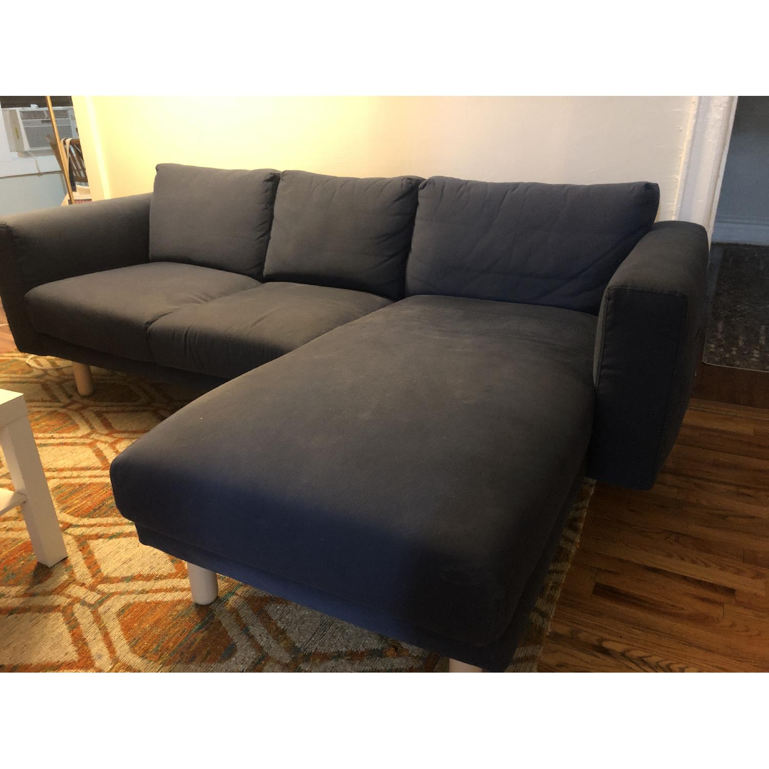 Ikea Dark Blue Sectional Sofa w/ Chaise AptDeco