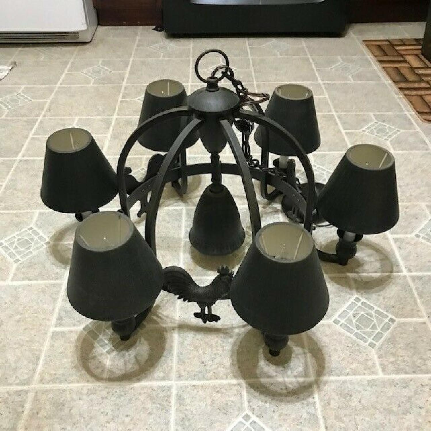 Vintage 7 Light Rooster Chandelier Lamp - image-3